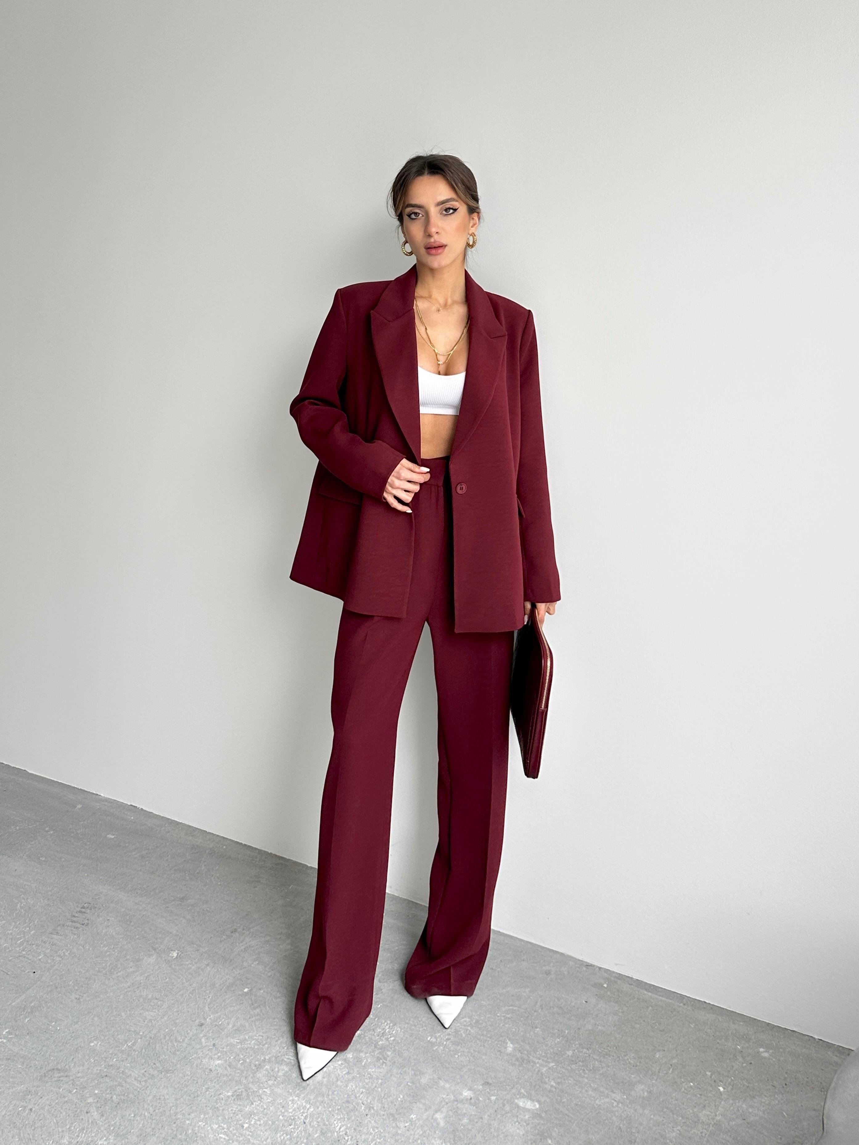 Premium Blazer Bordo Takım