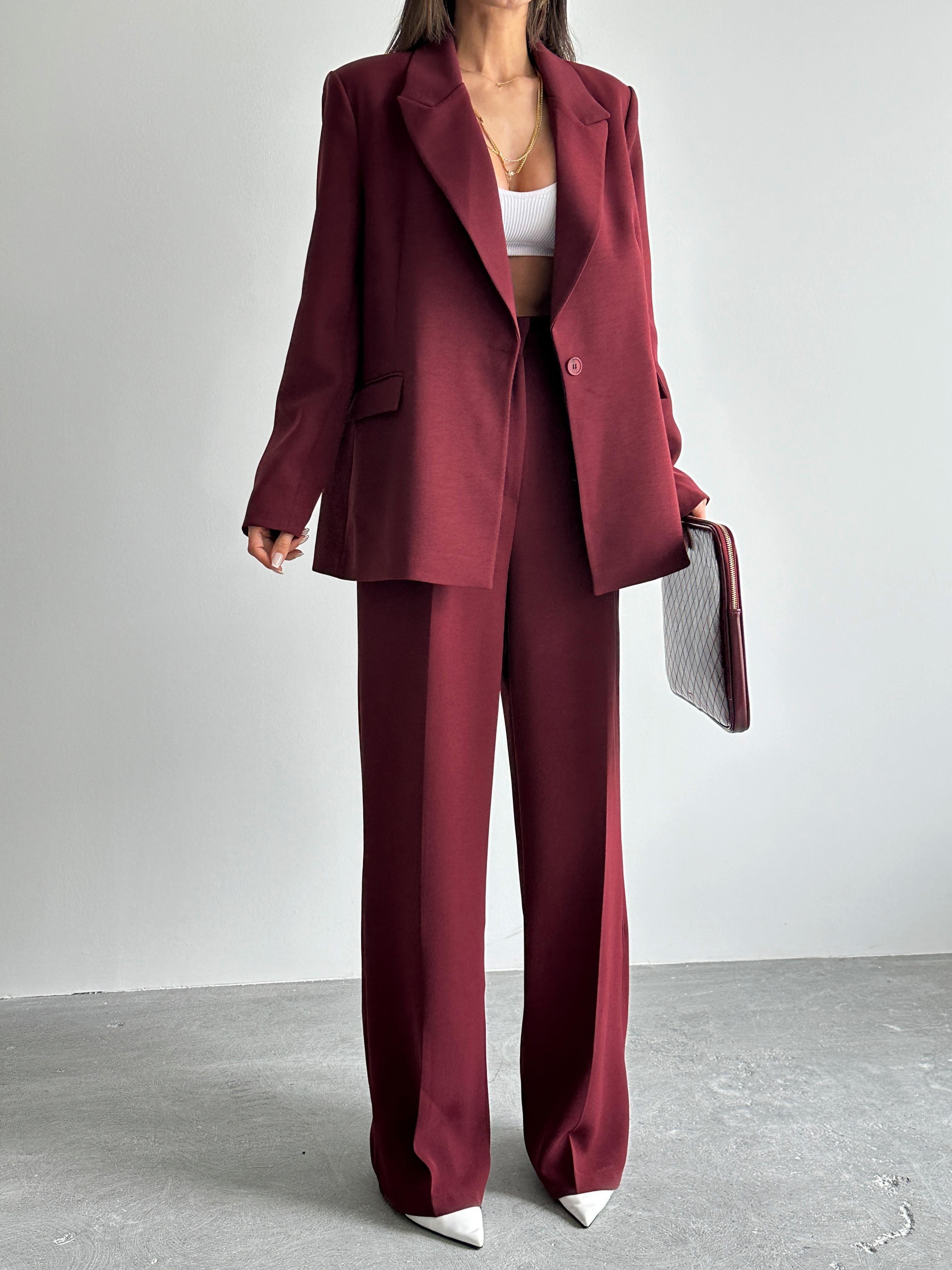 Premium Blazer Bordo Takım