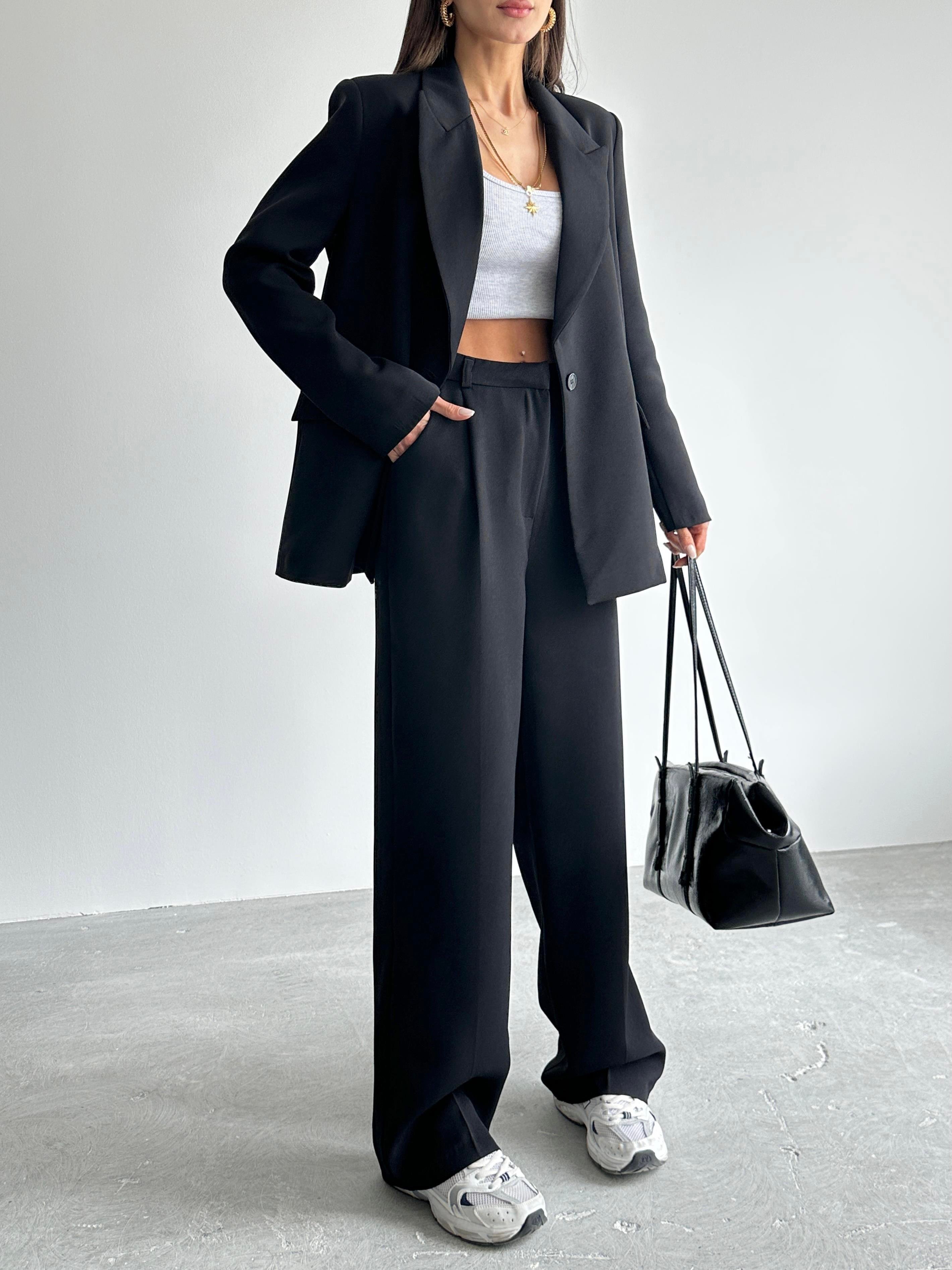 Premium Blazer Siyah Takım