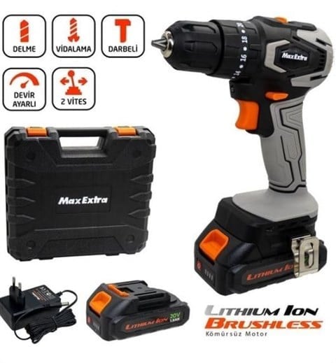 MAX EXTRA MX1830 ÇİFT AKÜLÜ 1.5 AH DARBELİ MATKAP