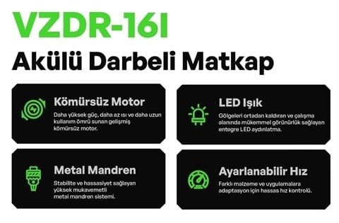 VOLTZ VZDR-16-I 16.8 V ÇİFT AKÜLÜ 2 AH DARBELİ MATKAP