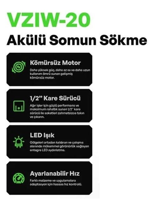 VOLTZ VZIW-20 ÇİFT AKÜLÜ 5 AH SOMUN SIKMA MAKİNESİ