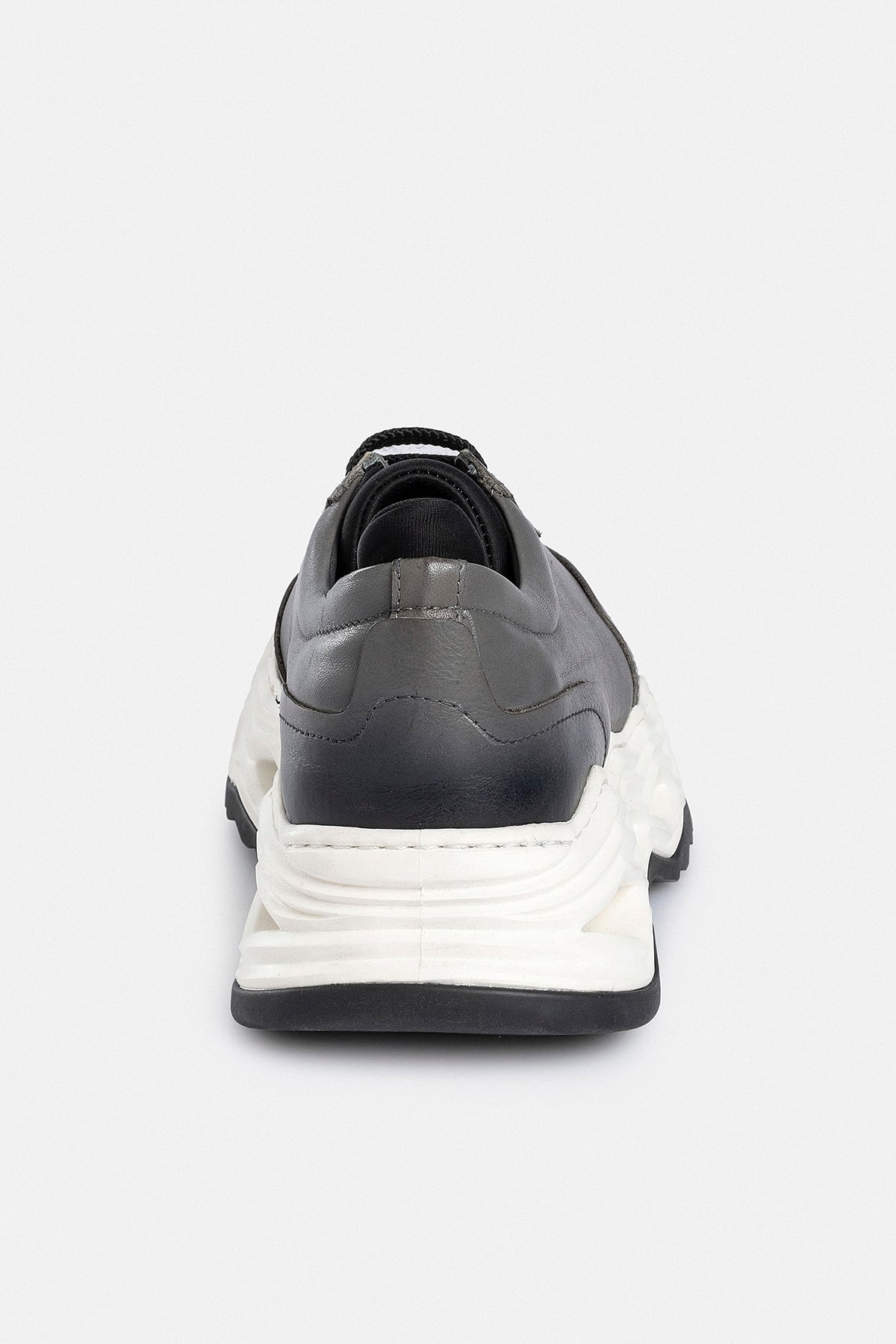 %100 Deri Esnek Tabanlı Gri Erkek Sneaker Ayakkabı