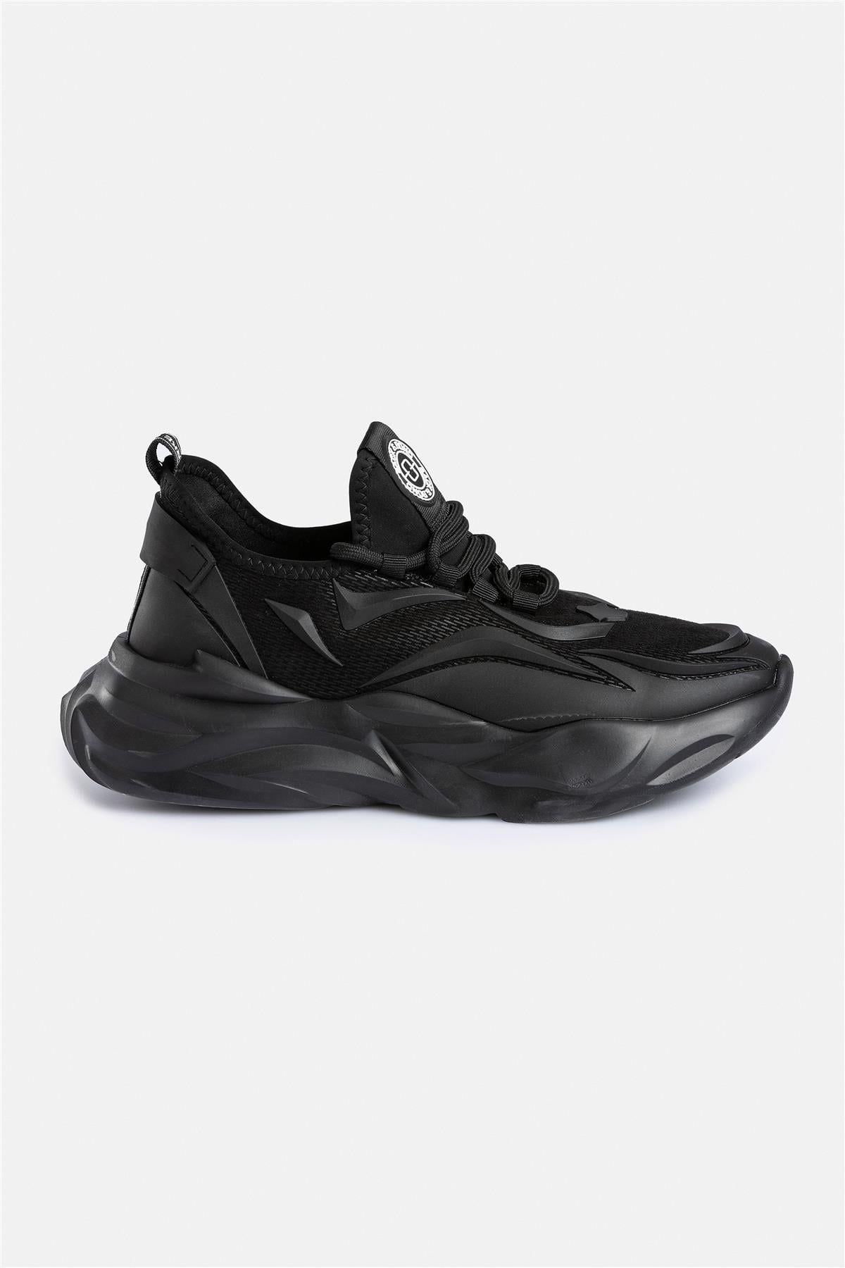 %100 Deri Esnek Tabanlı Siyah Erkek Sneaker Ayakkabı