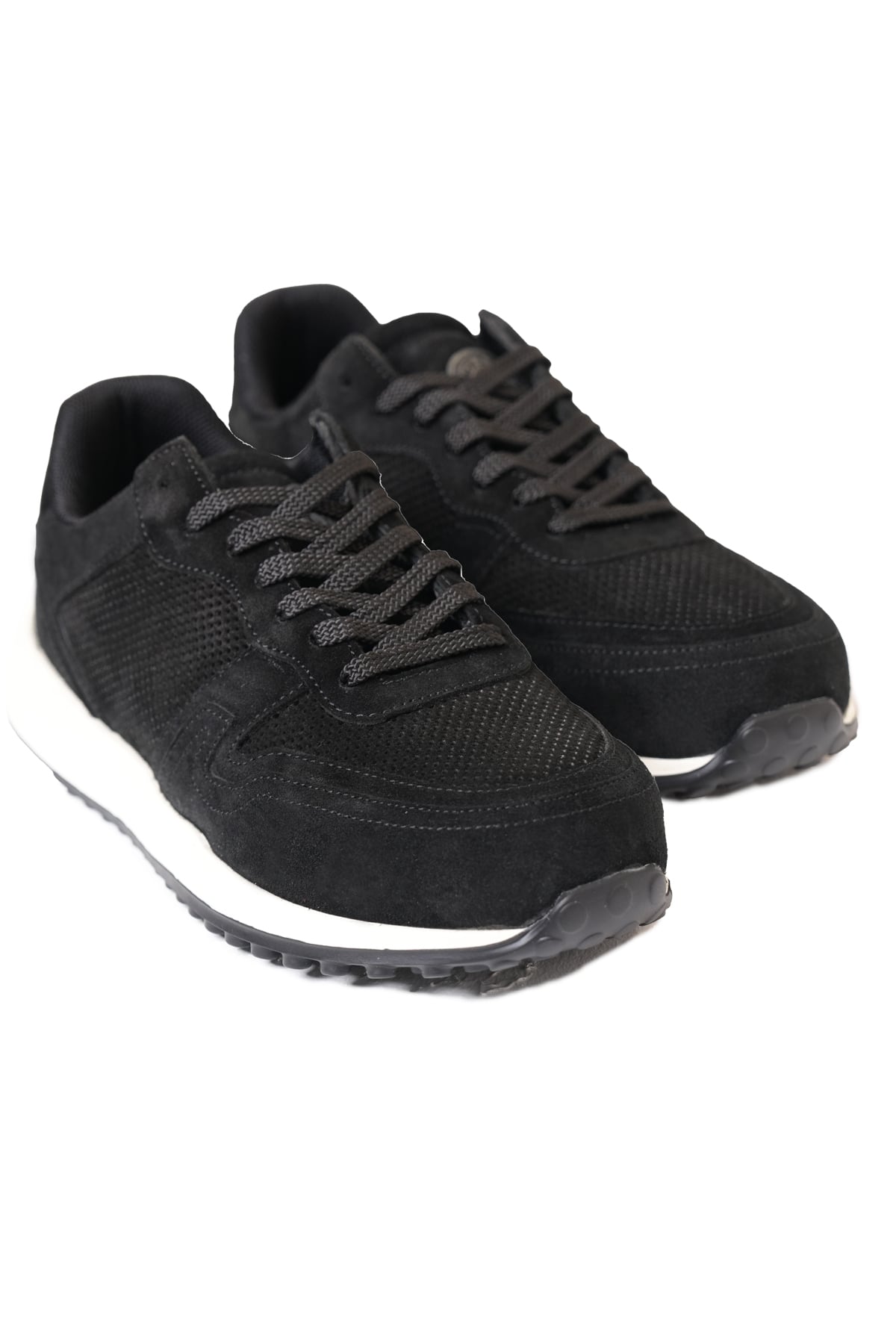 %100 Süet Deri Termo Taban Siyah Sneaker Ayakkabı