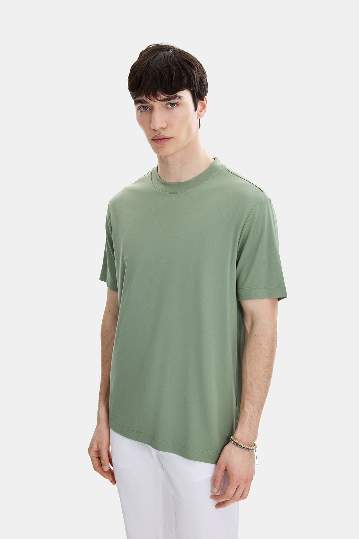 Adayaçayı Regular Fit Örme Bisiklet Yaka Tişört