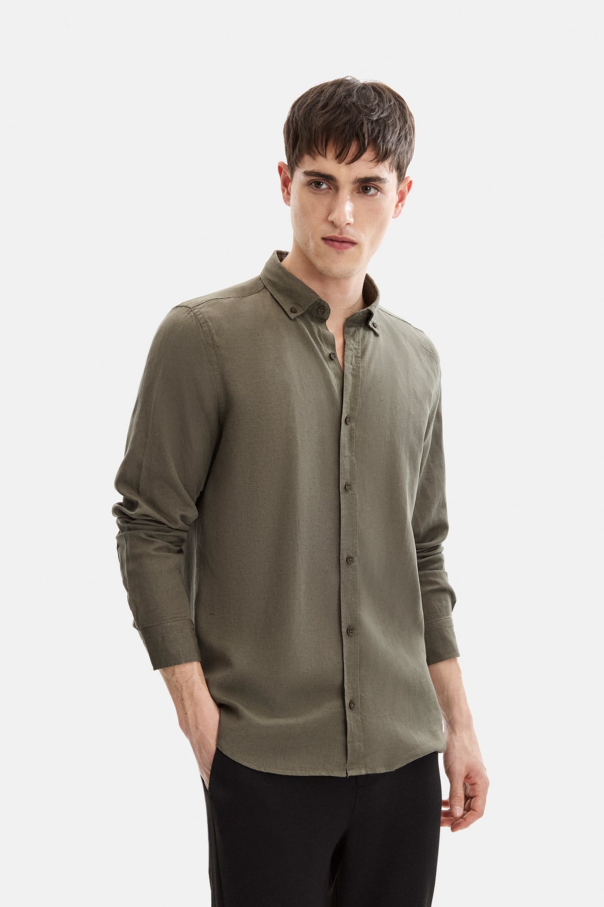 DÜĞMELİ YAKA ROLL UP GÖMLEK