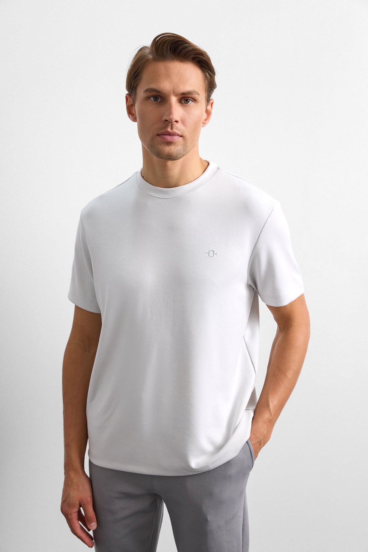 Gri Regular Fit Basıc Tişört