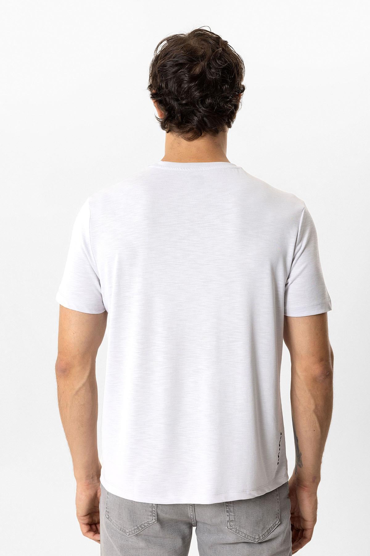 Gri Regular Fit Bisiklet Yaka Baskılı Tişört