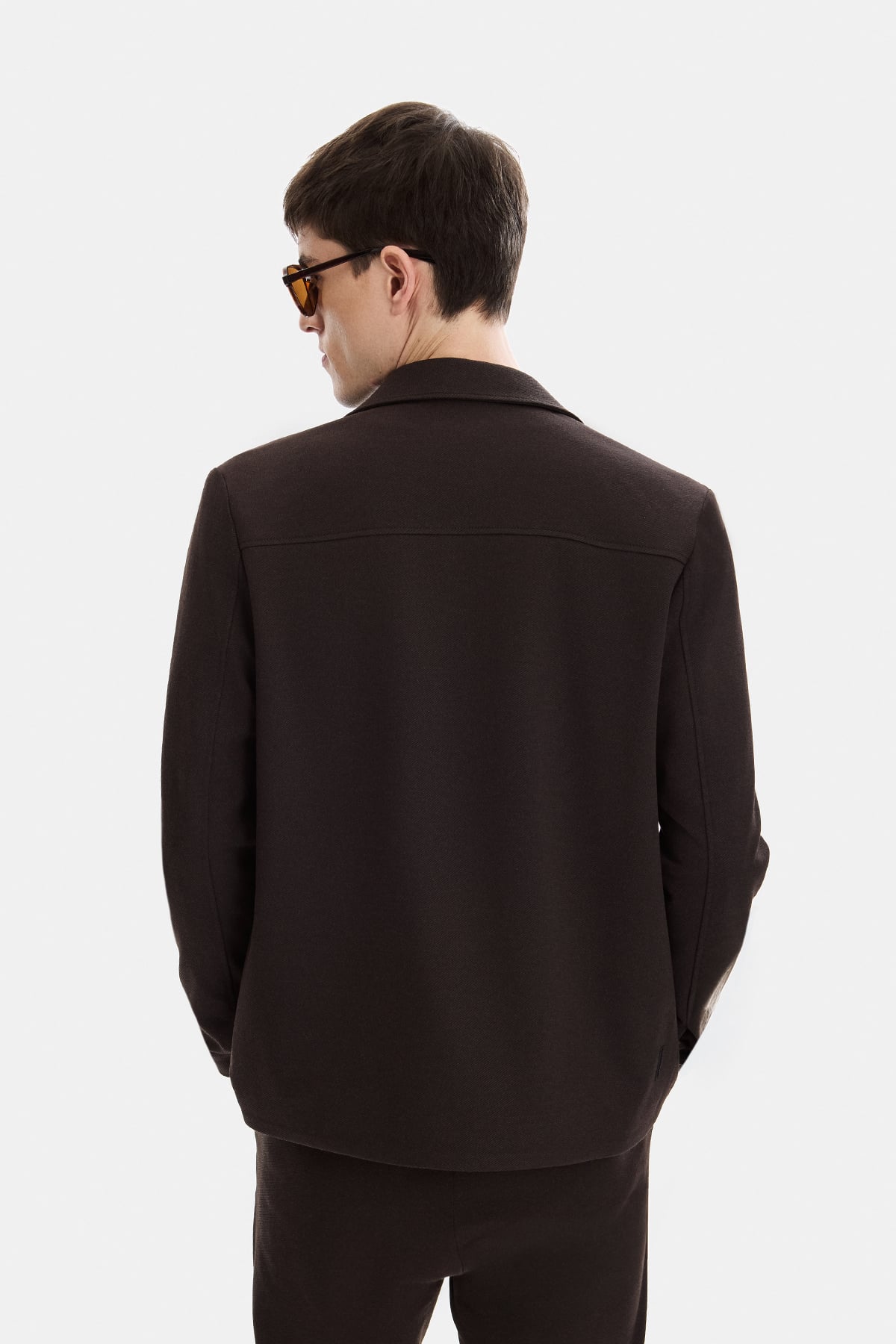 Kahve Regular Fit Jakarlı Diagonel Mont