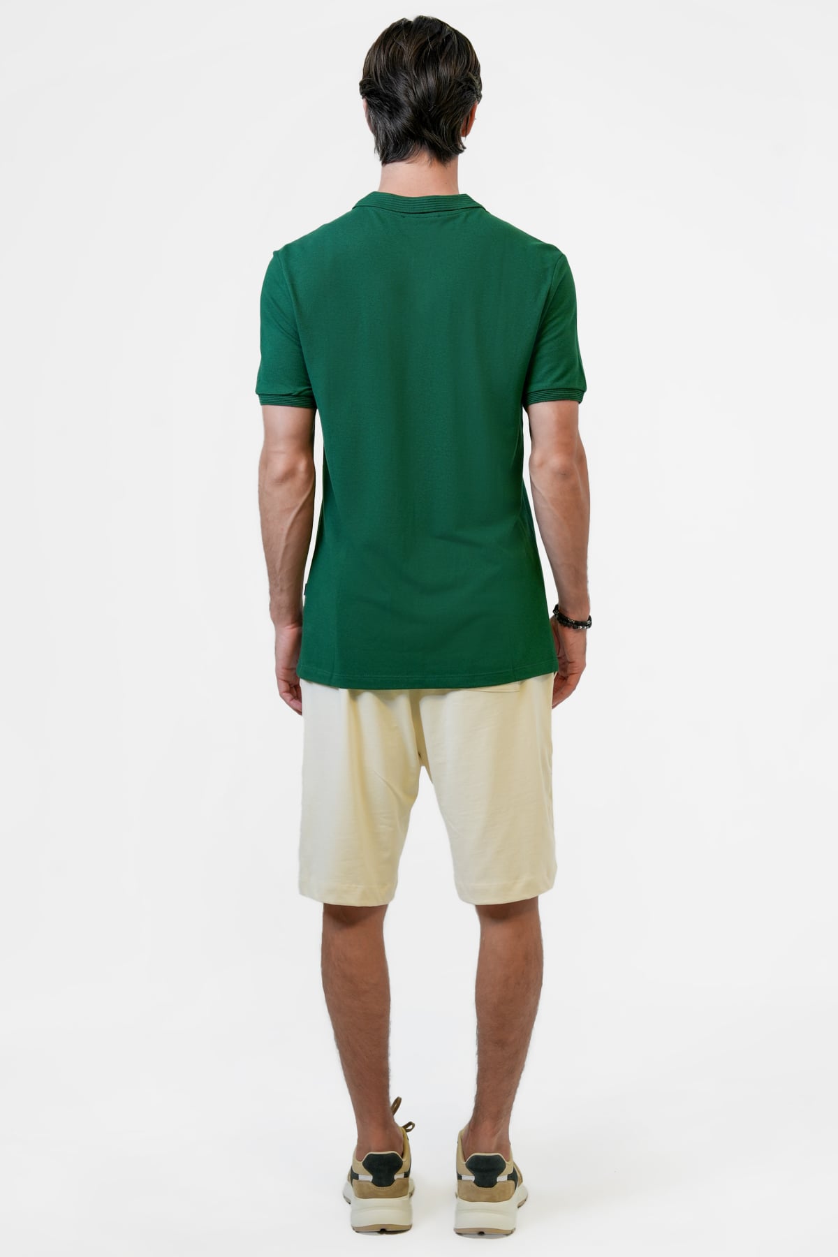 Koyu Yeşil Slim Fit Pamuklu Polo Yaka Tişört