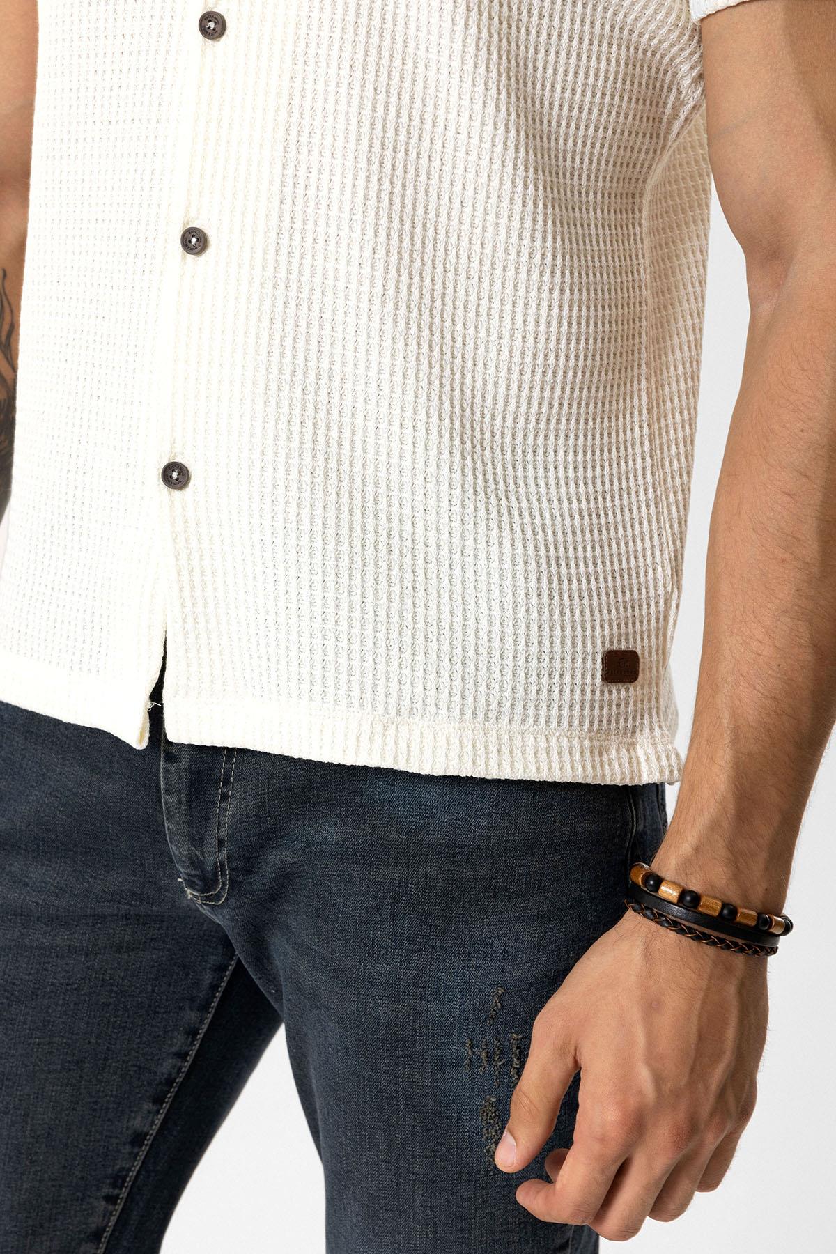 KÜBA YAKA ÖRME GÖMLEK