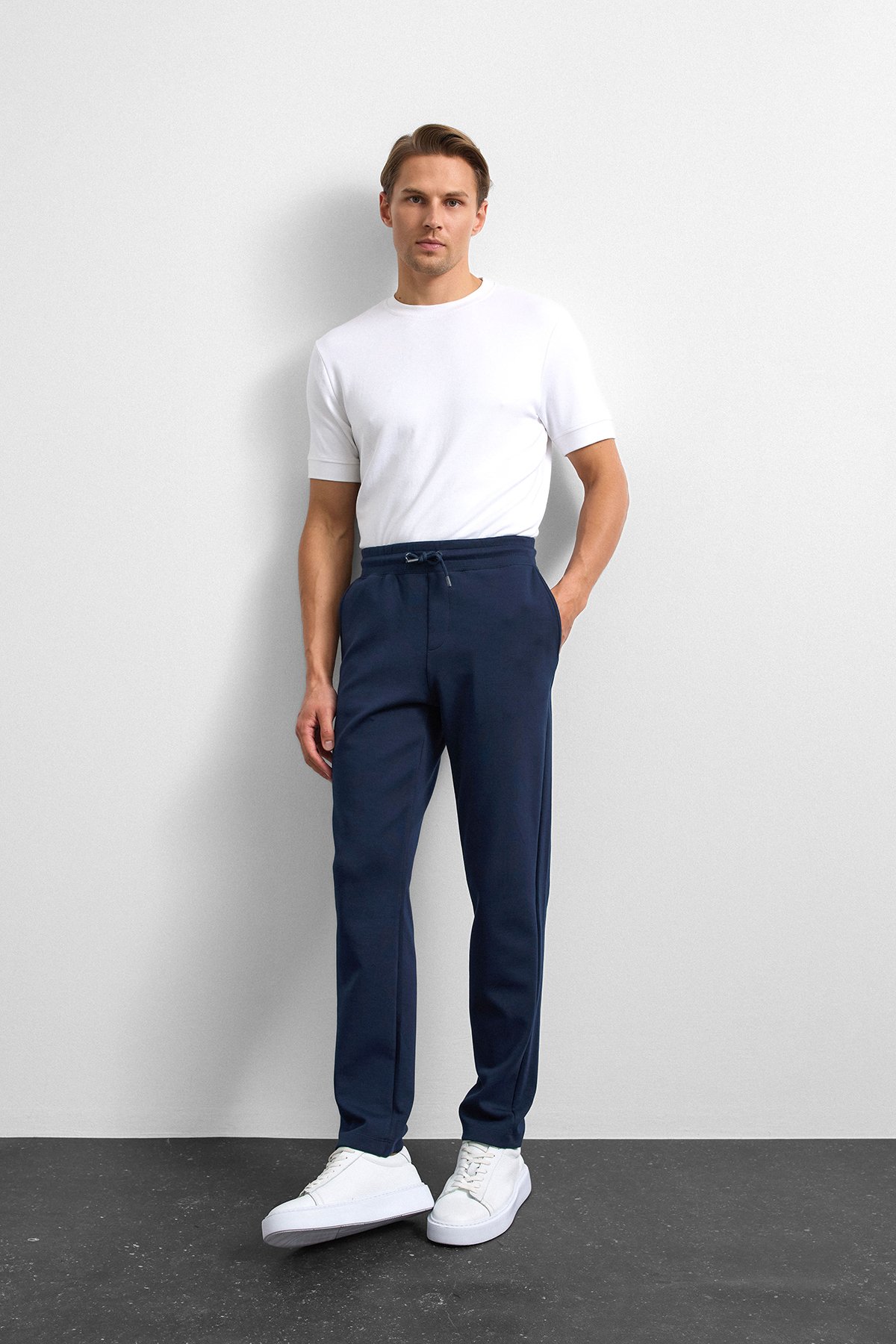 Lacivert Regular Fit Düz Paça Jogger Pantolon