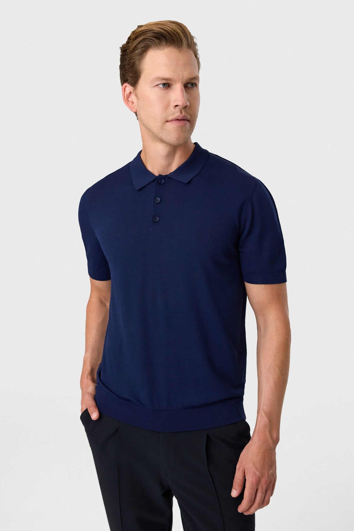 Lacivert Regular Fit Polo Yaka Triko Tişört
