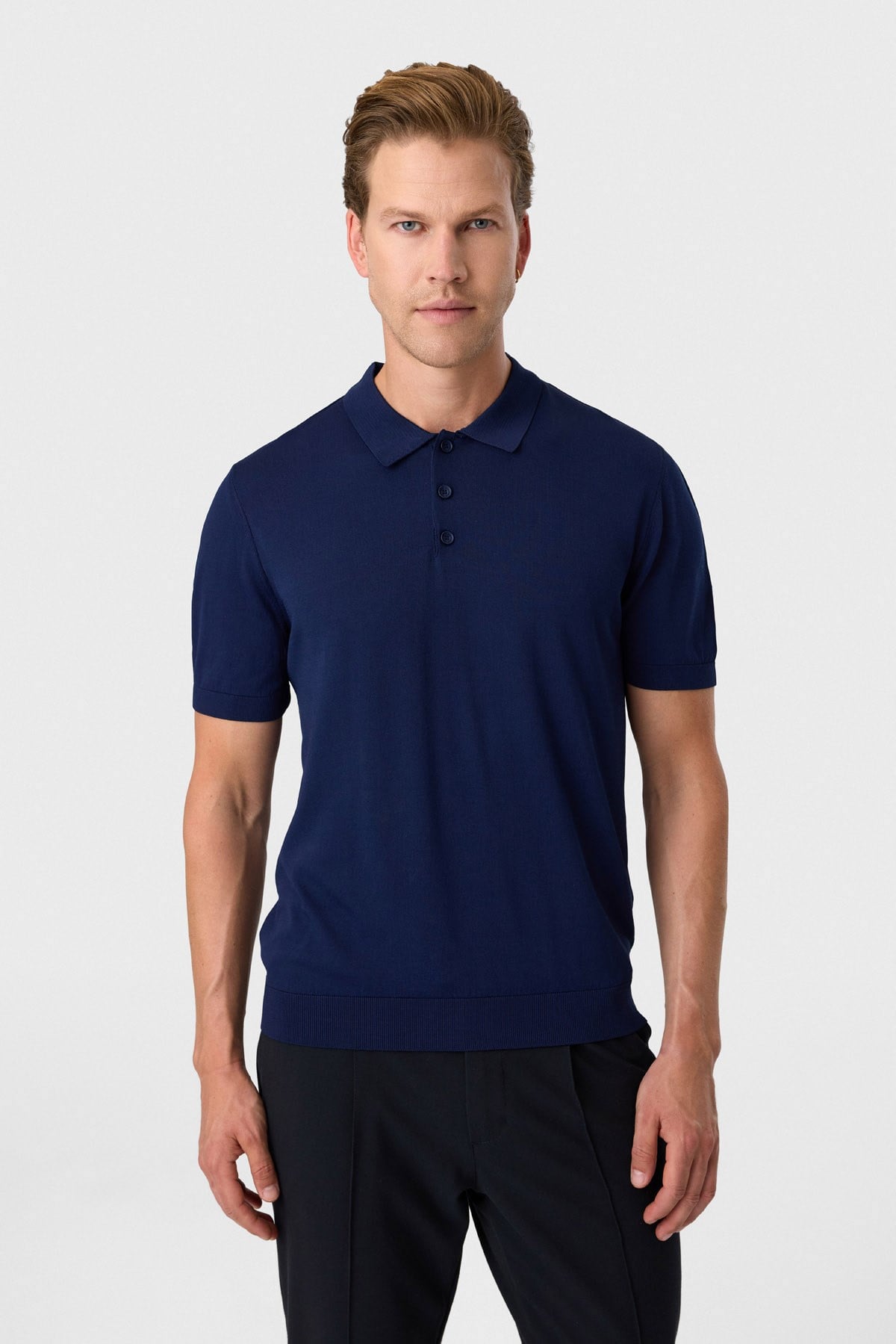 Lacivert Regular Fit Polo Yaka Triko Tişört