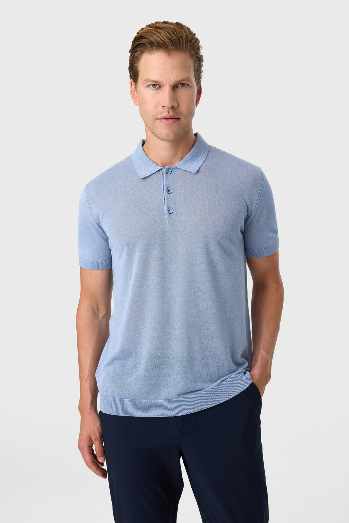 Mavi Regular Fit Düğmeli Polo Yaka Tişört