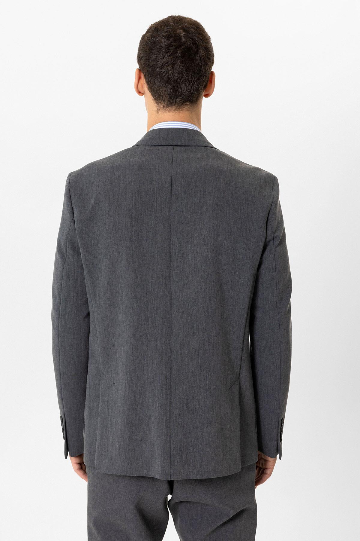 MONO YAKA ASTARSIZ ÇİFT YIRTMAÇLI SLIM FIT CEKET