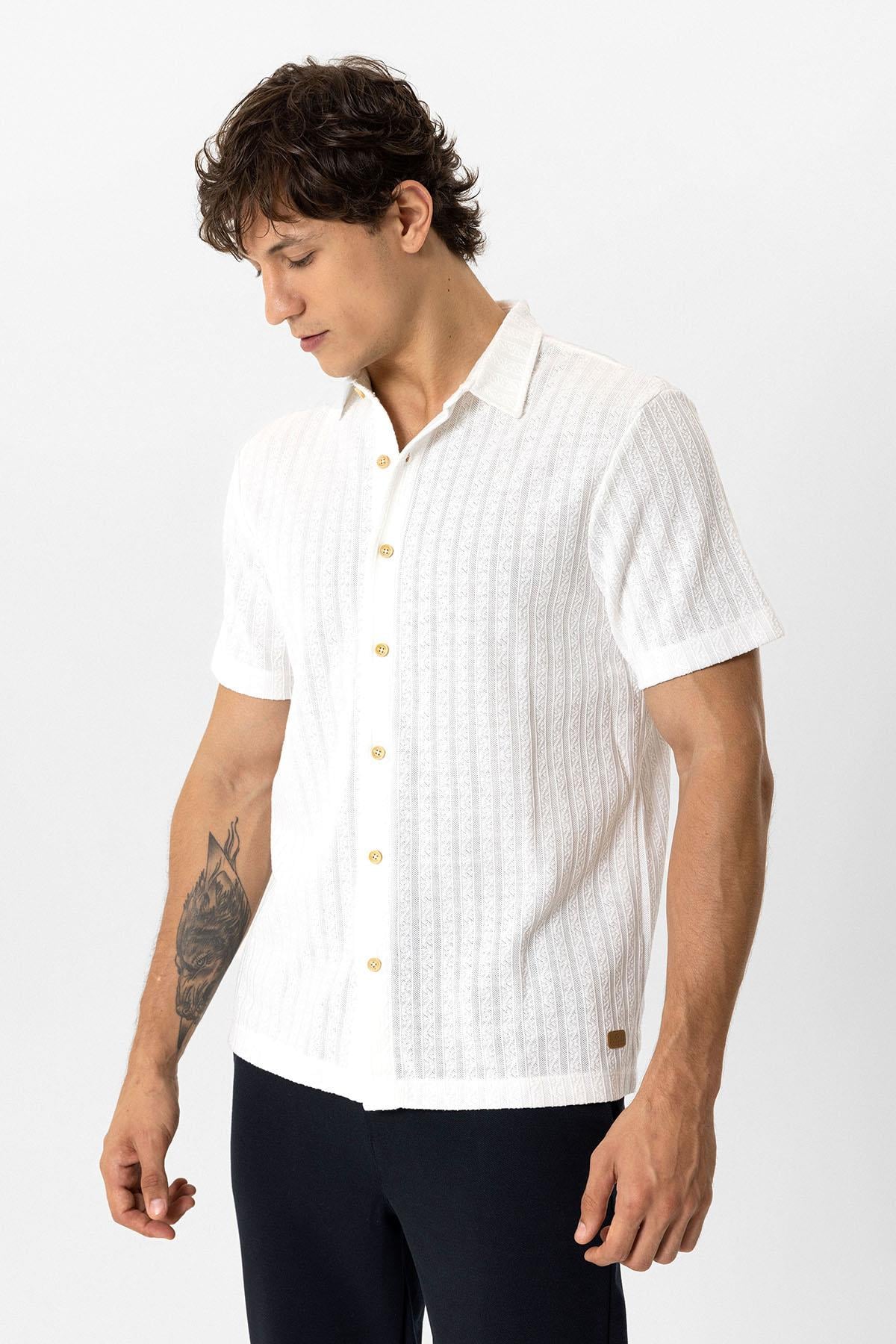 NORMAL YAKA ÖRME GÖMLEK