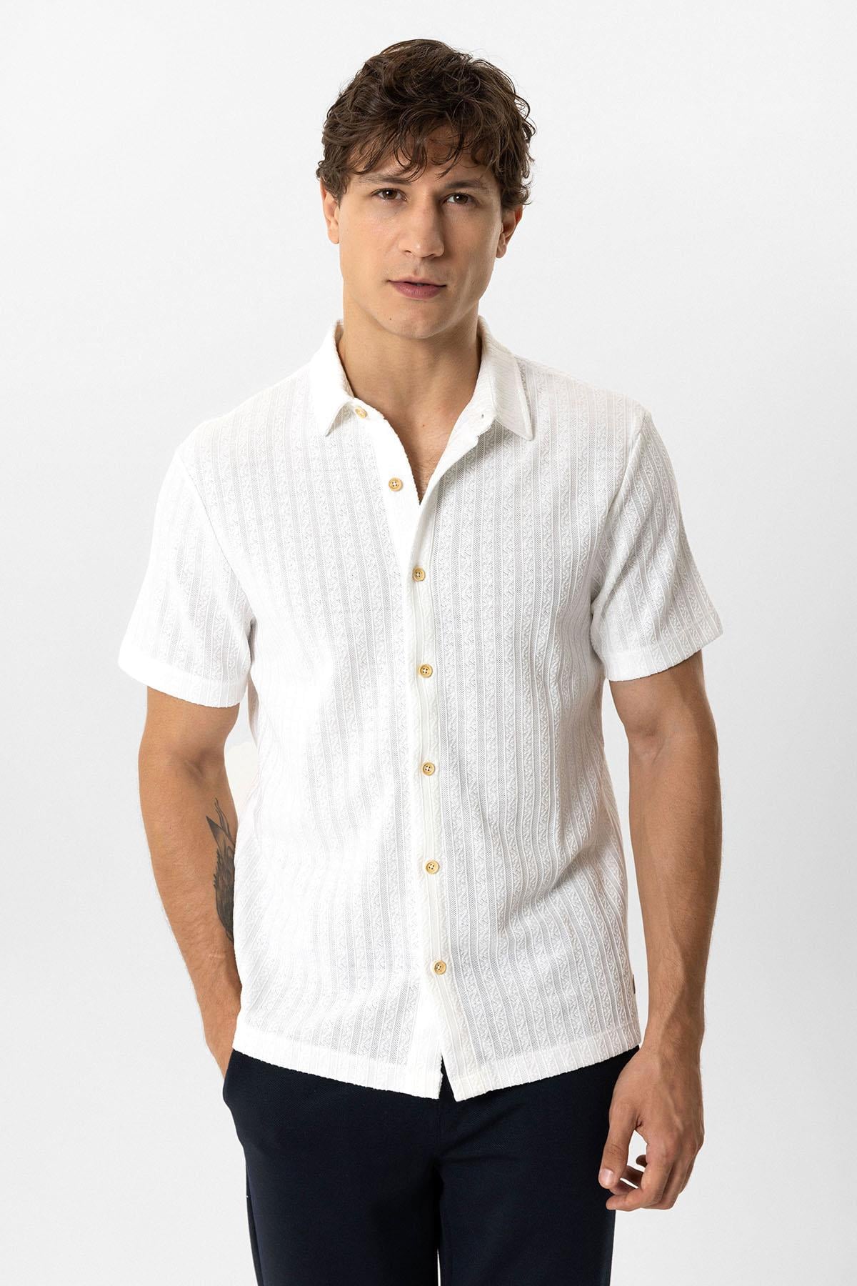 NORMAL YAKA ÖRME GÖMLEK