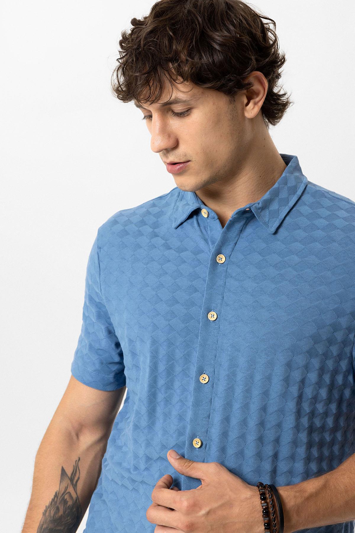 NORMAL YAKA ÖRME GÖMLEK