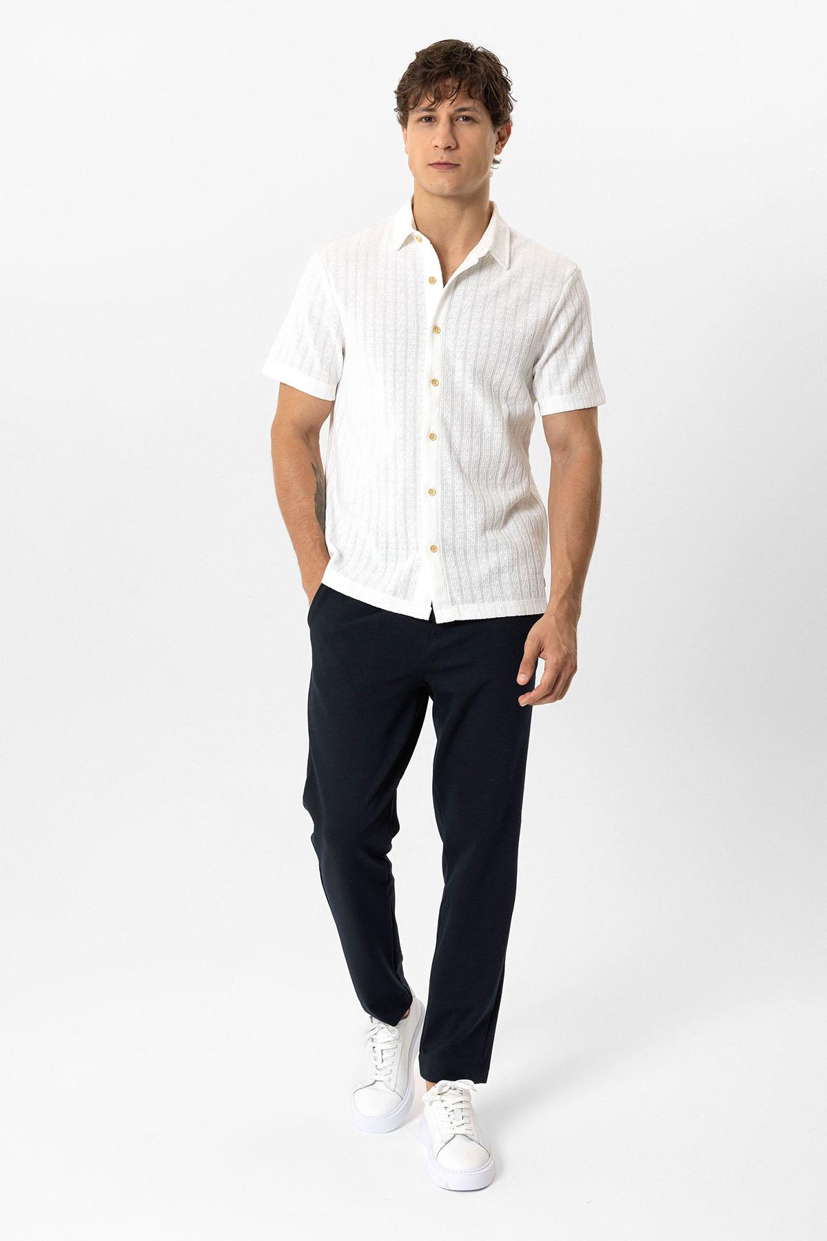 NORMAL YAKA ÖRME GÖMLEK