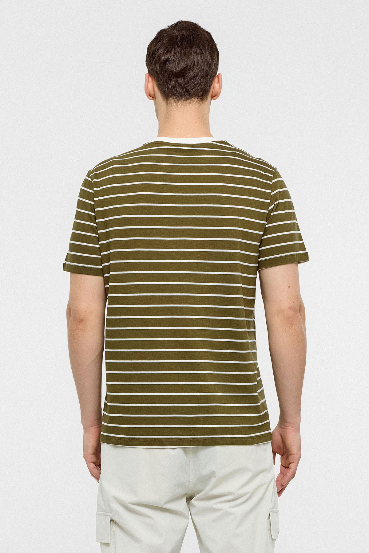 REGULAR FIT BİSİKLET YAKA ÇİZGİLİ ÖRME T-SHIRT