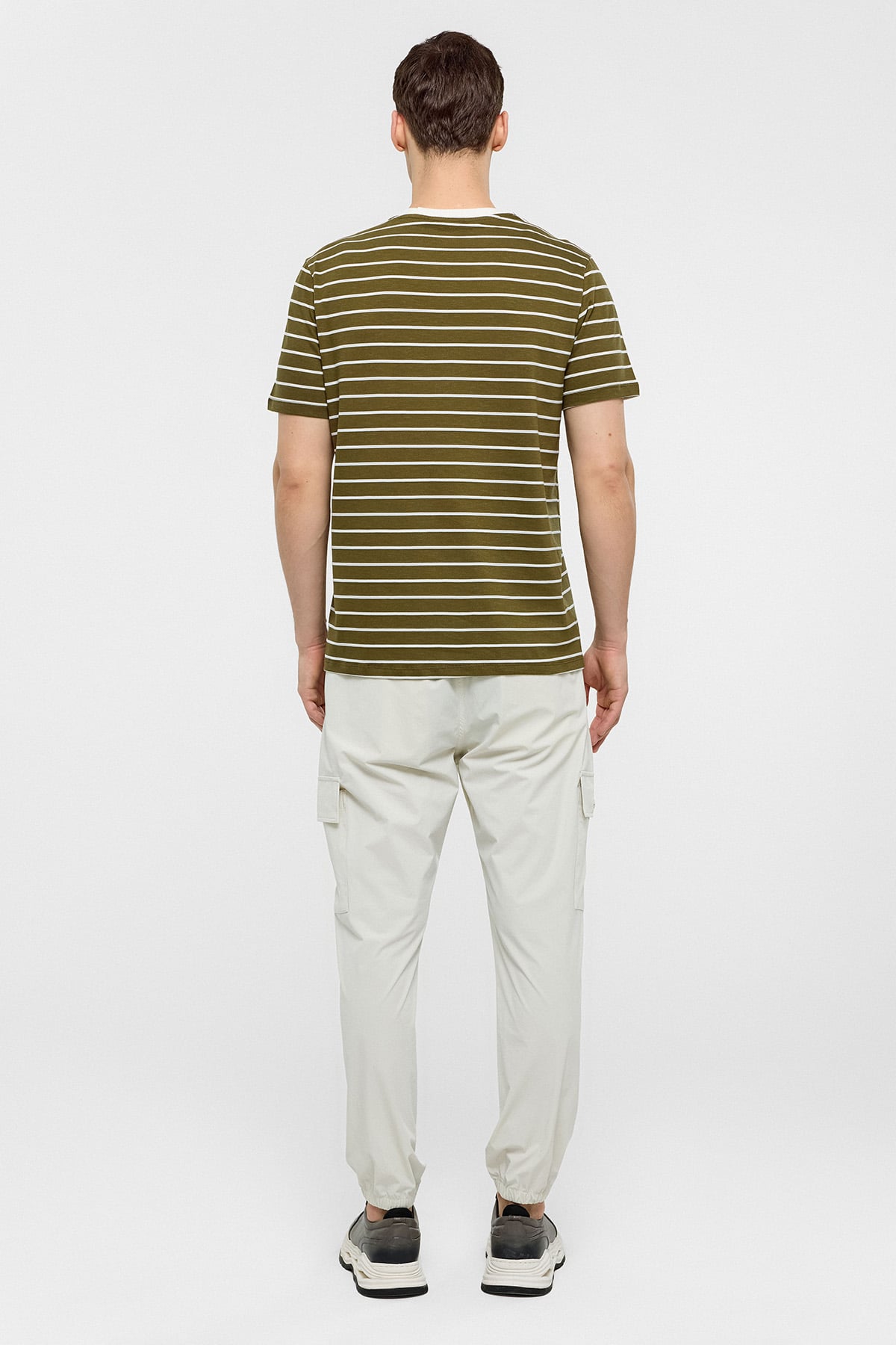 REGULAR FIT BİSİKLET YAKA ÇİZGİLİ ÖRME T-SHIRT