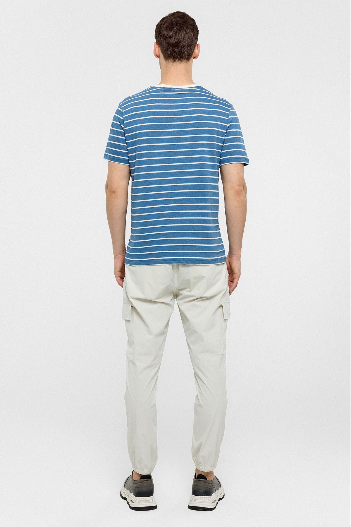 REGULAR FIT BİSİKLET YAKA ÇİZGİLİ ÖRME T-SHIRT