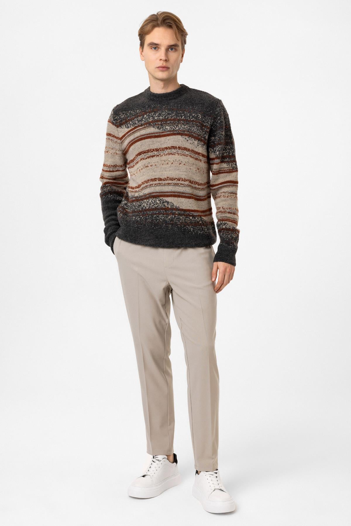 Regular Fit Desenli Triko Kazak