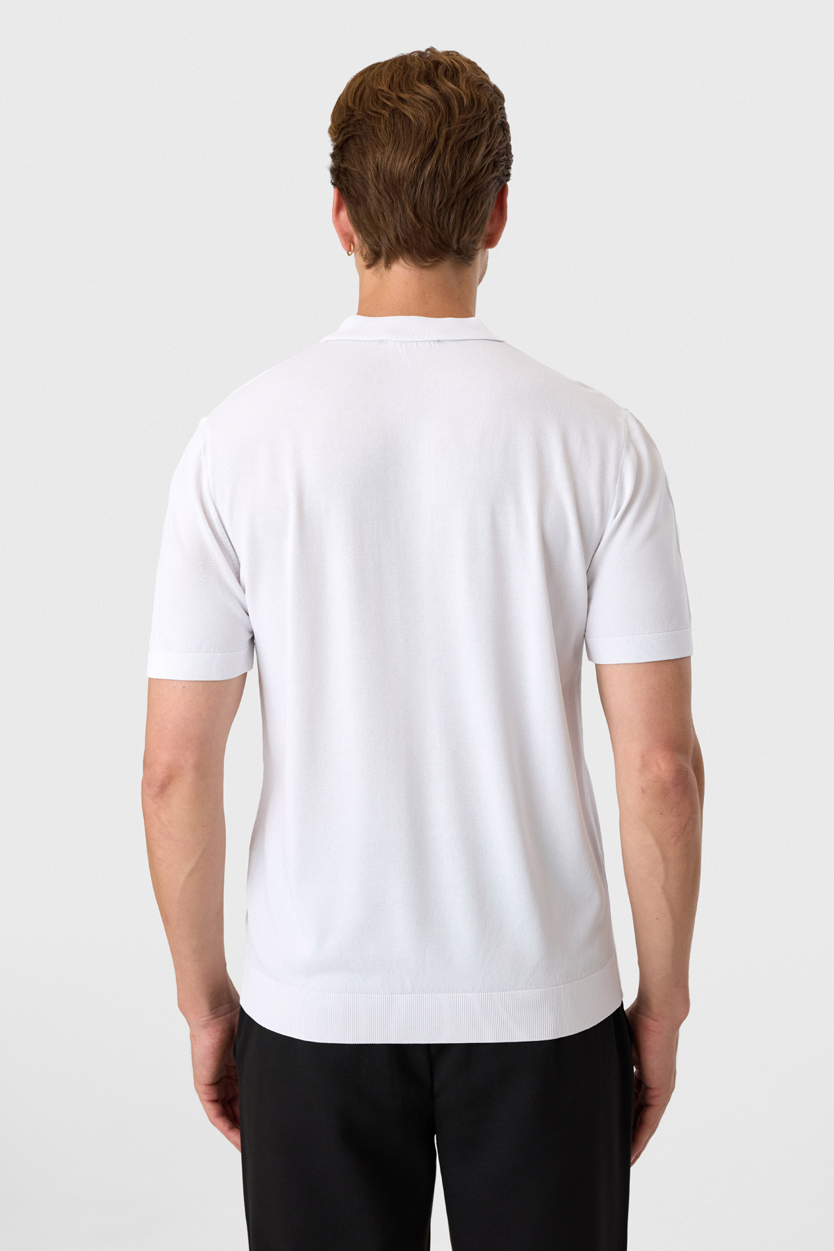 Regular Fit Düğmeli Beyaz Polo Yaka Tişört