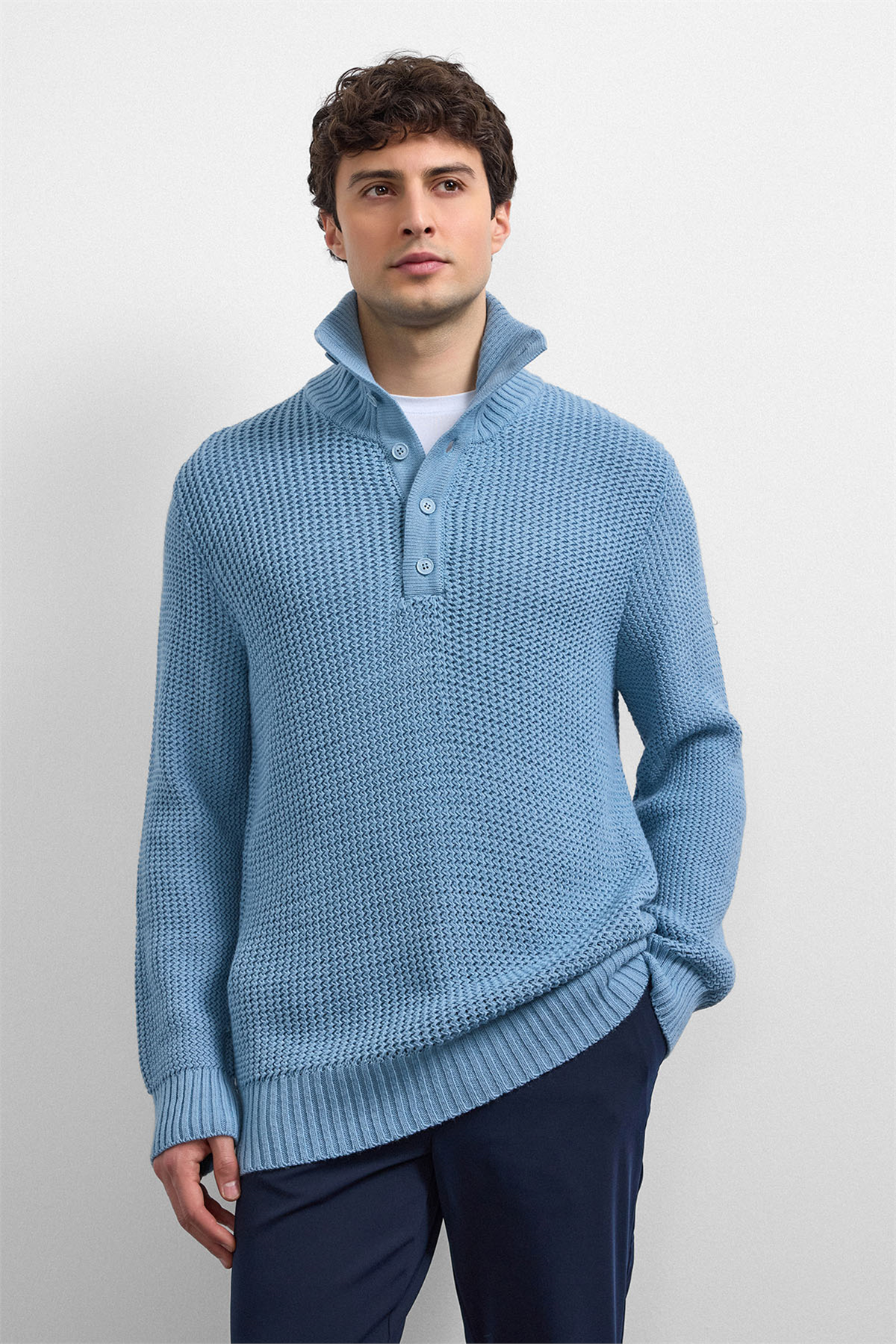 REGULAR FIT DÜĞMELİ POLO YAKA KAZAK