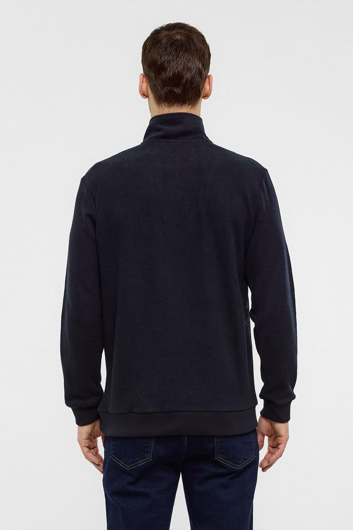 REGULAR FIT FERMUARLI BALIKÇI YAKA SWEAT