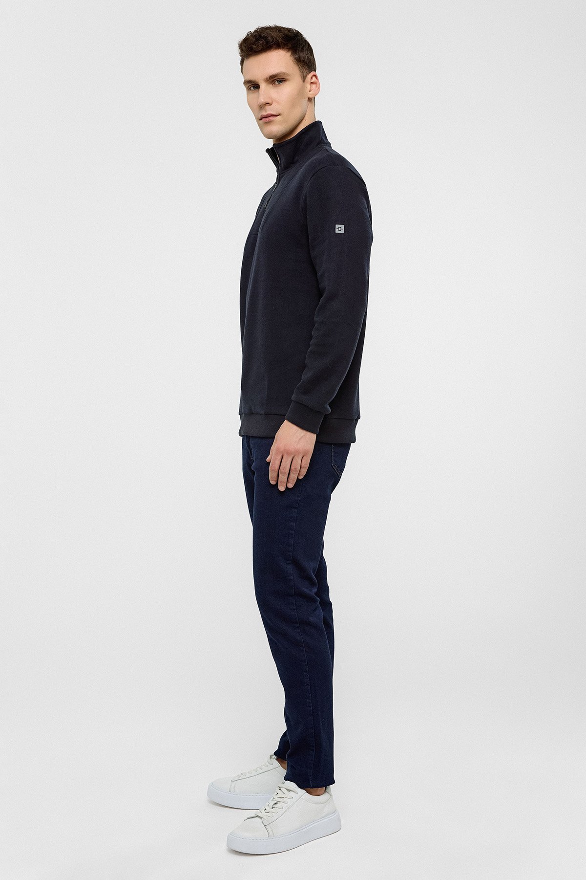 REGULAR FIT FERMUARLI BALIKÇI YAKA SWEAT