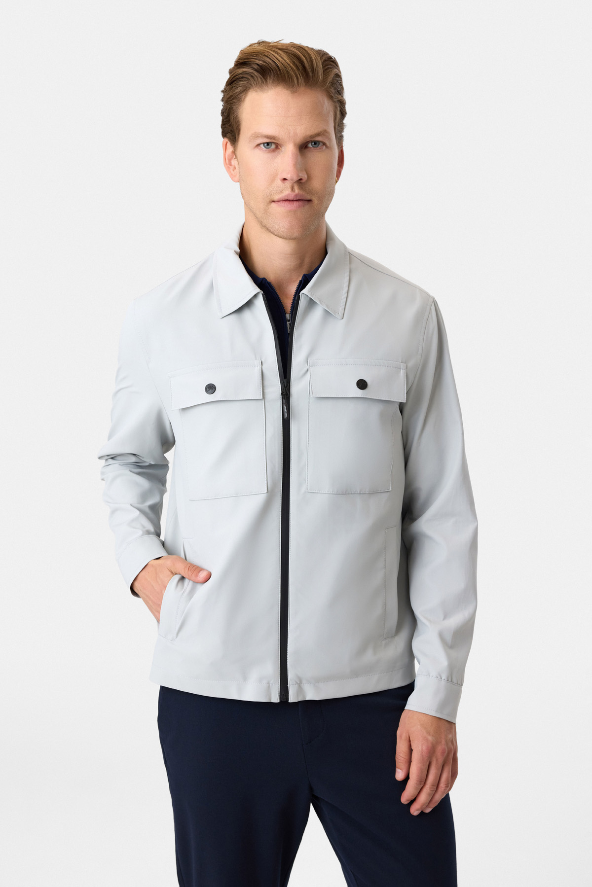 Regular Fit Fermuarlı Taş Rengi Mont