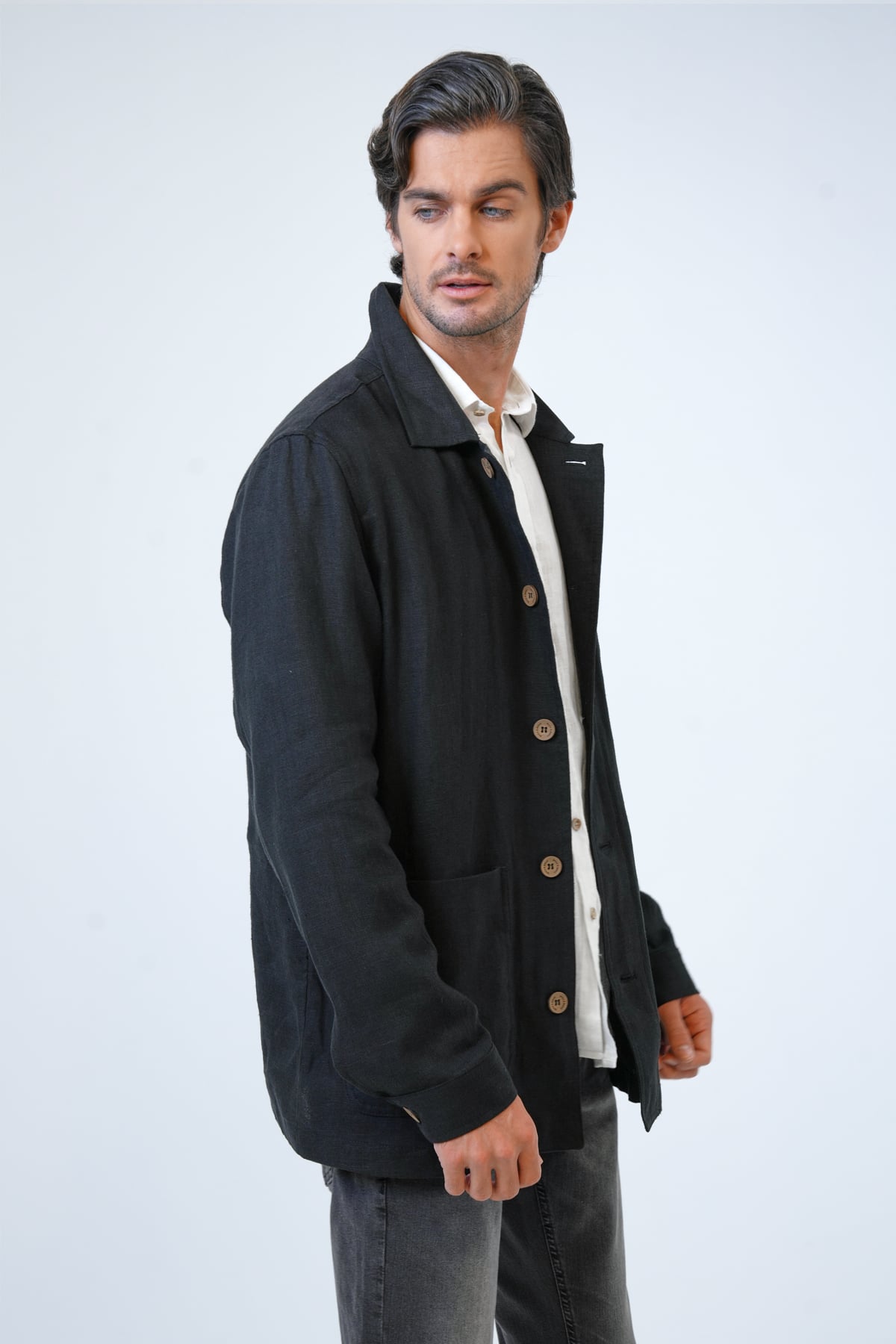 REGULAR FIT KETEN DOKUMA CEKET