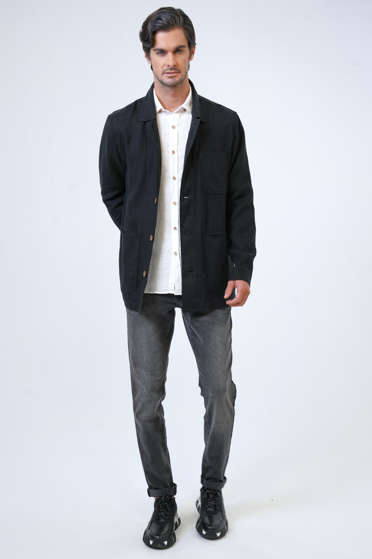 REGULAR FIT KETEN DOKUMA CEKET