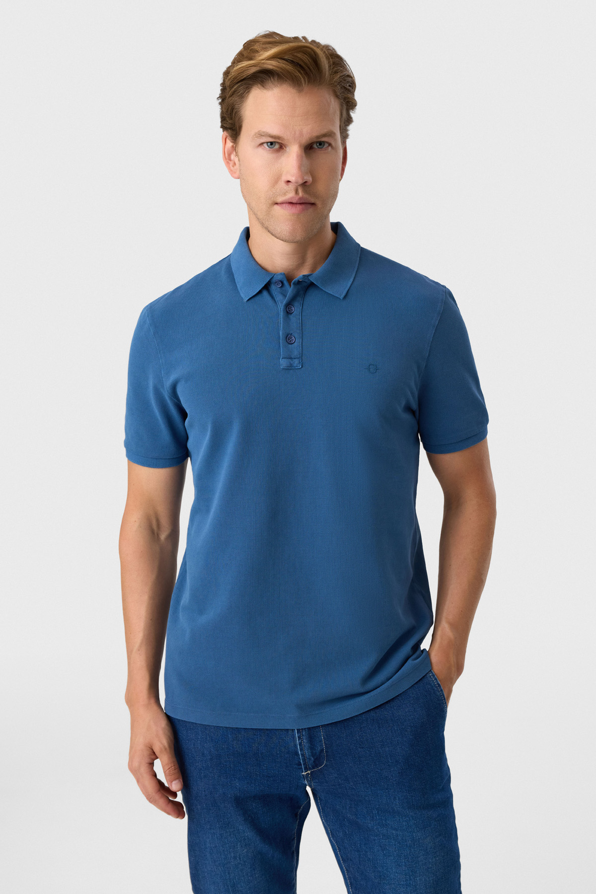 Regular Fit Mavi Polo Yaka Tişört