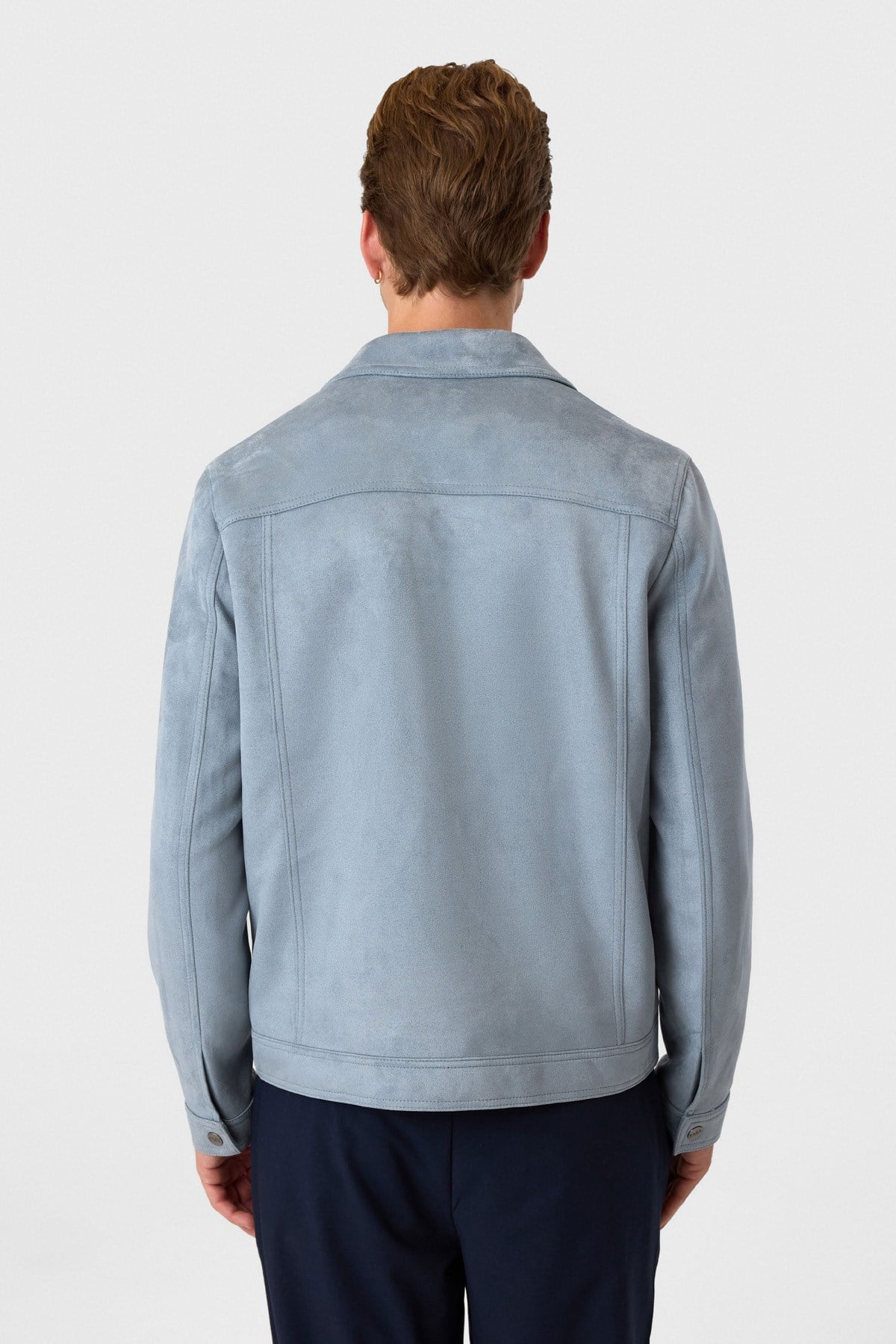 Regular Fit Mavi Süet Mont