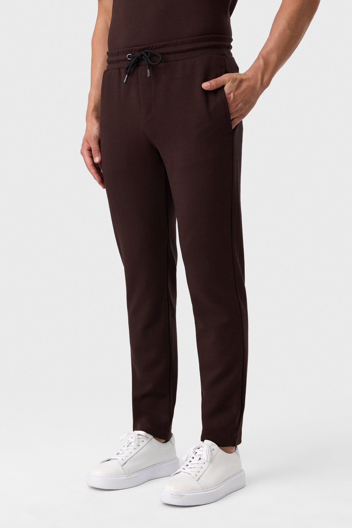 Regular Fit Örme Kahve Jogger Pantolon