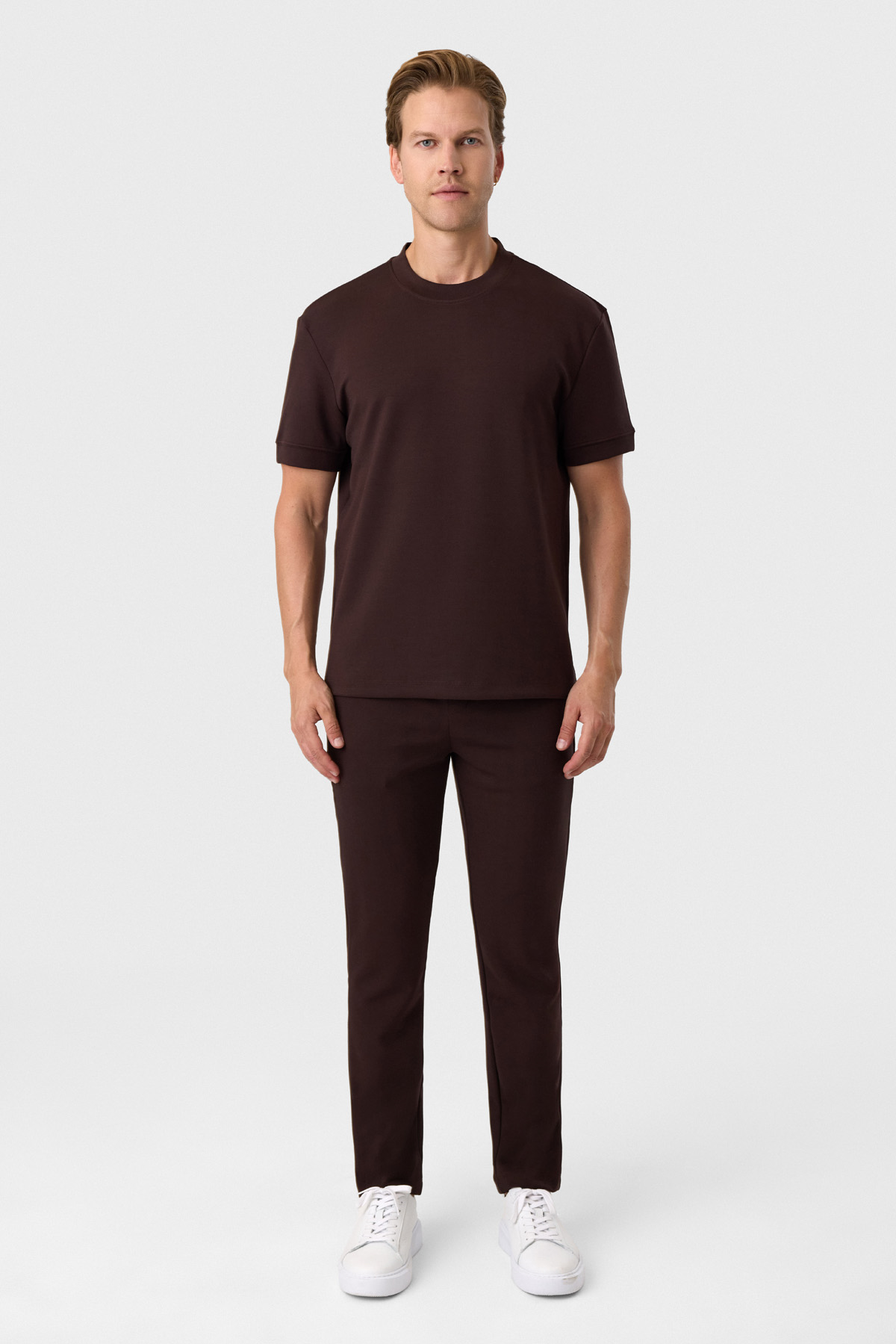 Regular Fit Örme Kahve Jogger Pantolon