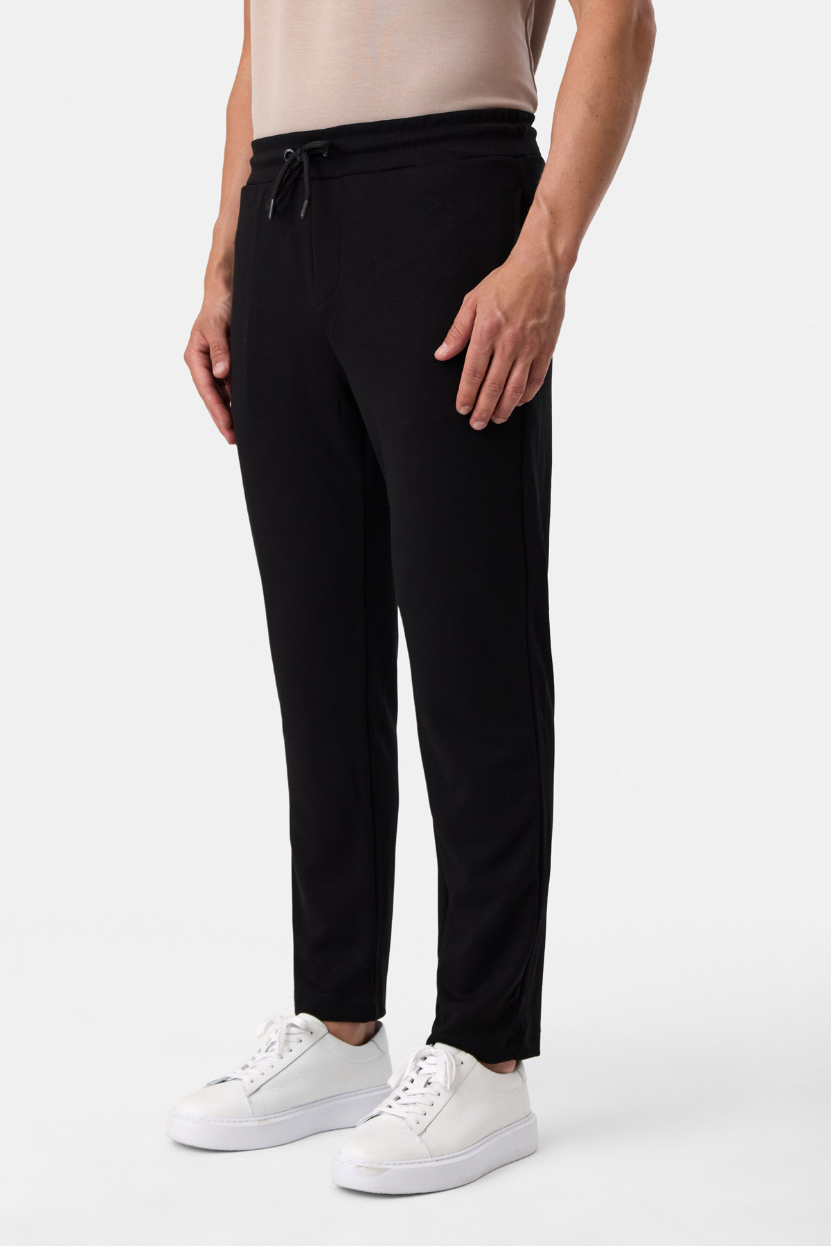 Regular Fit Örme Siyah Jogger Pantolon
