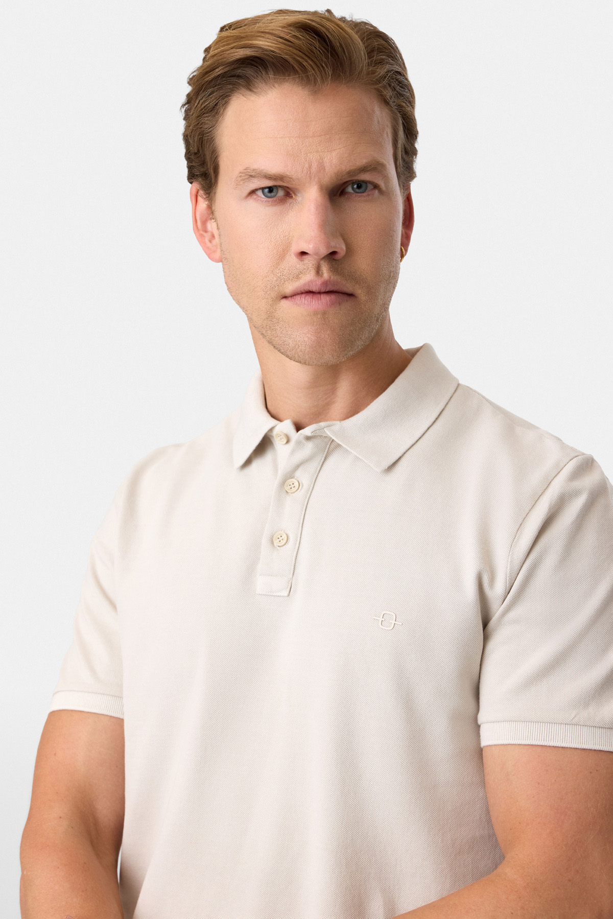 Regular Fit Polo Yaka Açık Gri Tişört