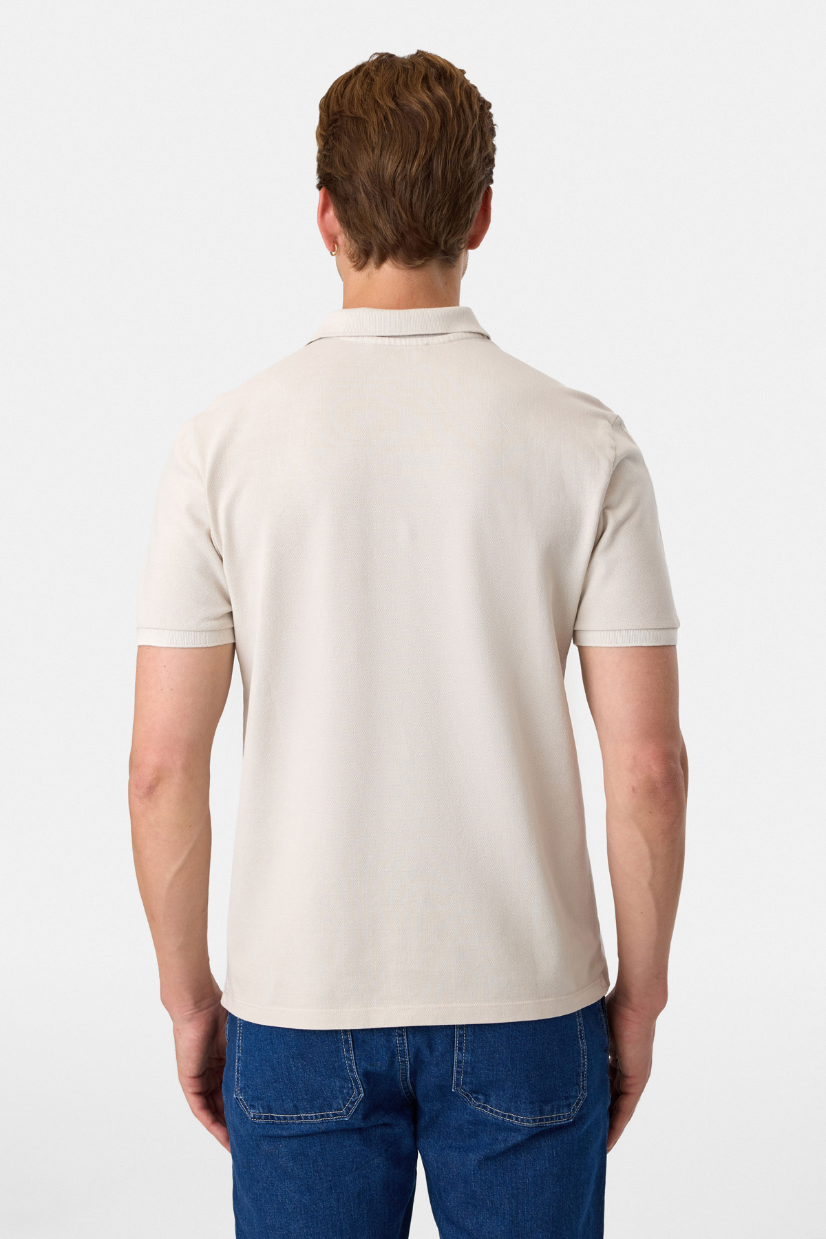 Regular Fit Polo Yaka Açık Gri Tişört
