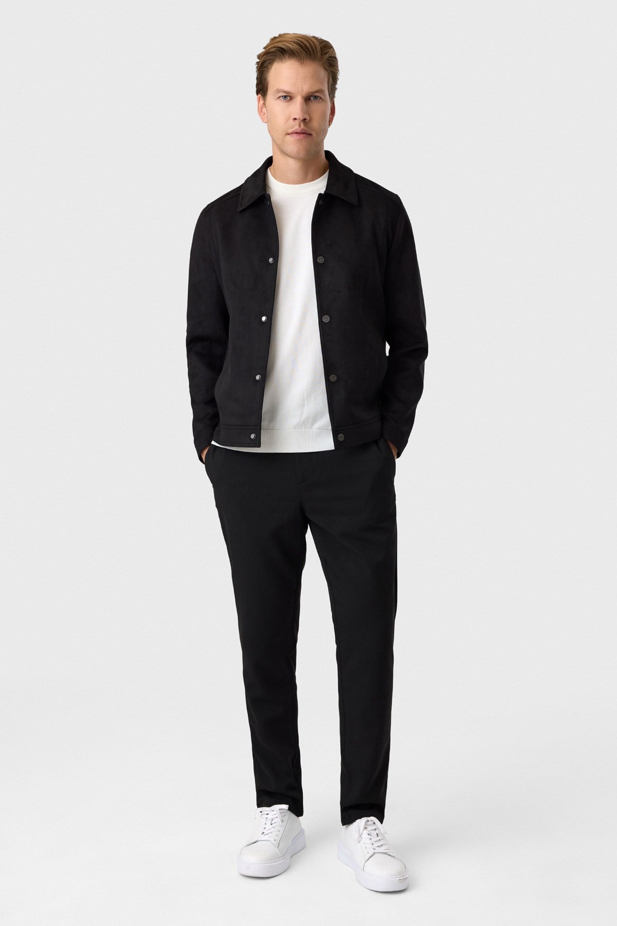 Regular Fit Siyah Süet Mont