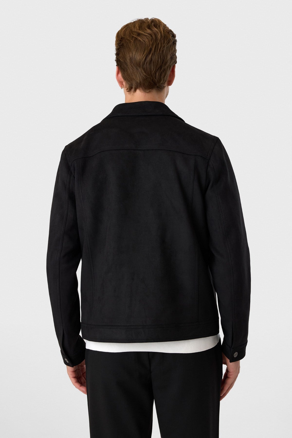 Regular Fit Siyah Süet Mont