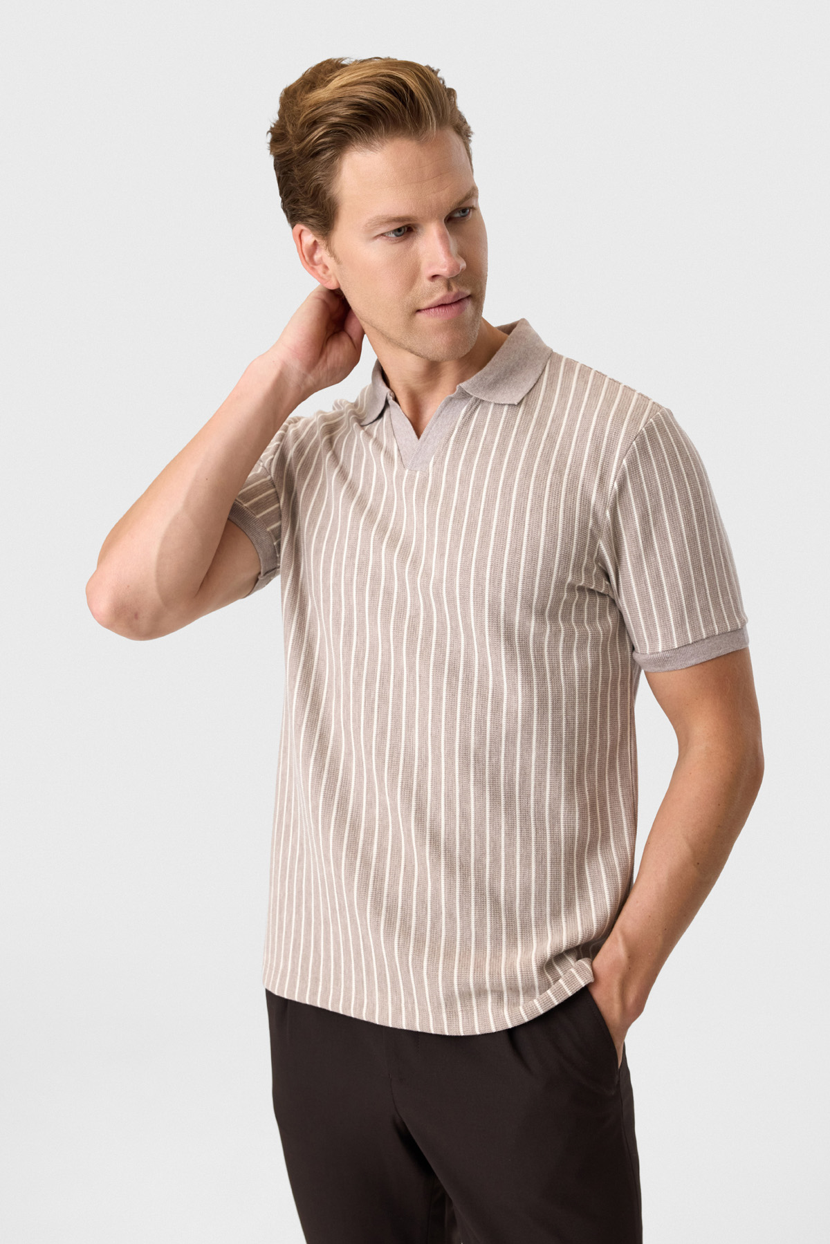 Regular Fit Vizon Düğmesiz Polo Yaka Tişört