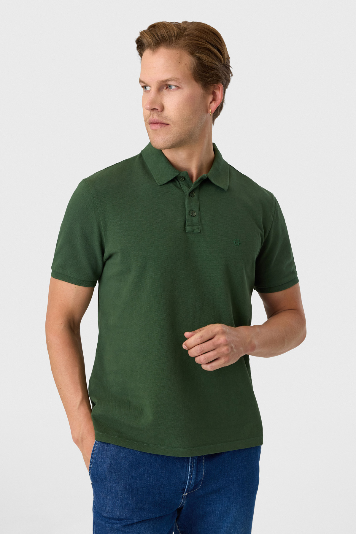 Regular Fit Yeşil Polo Yaka Tişört