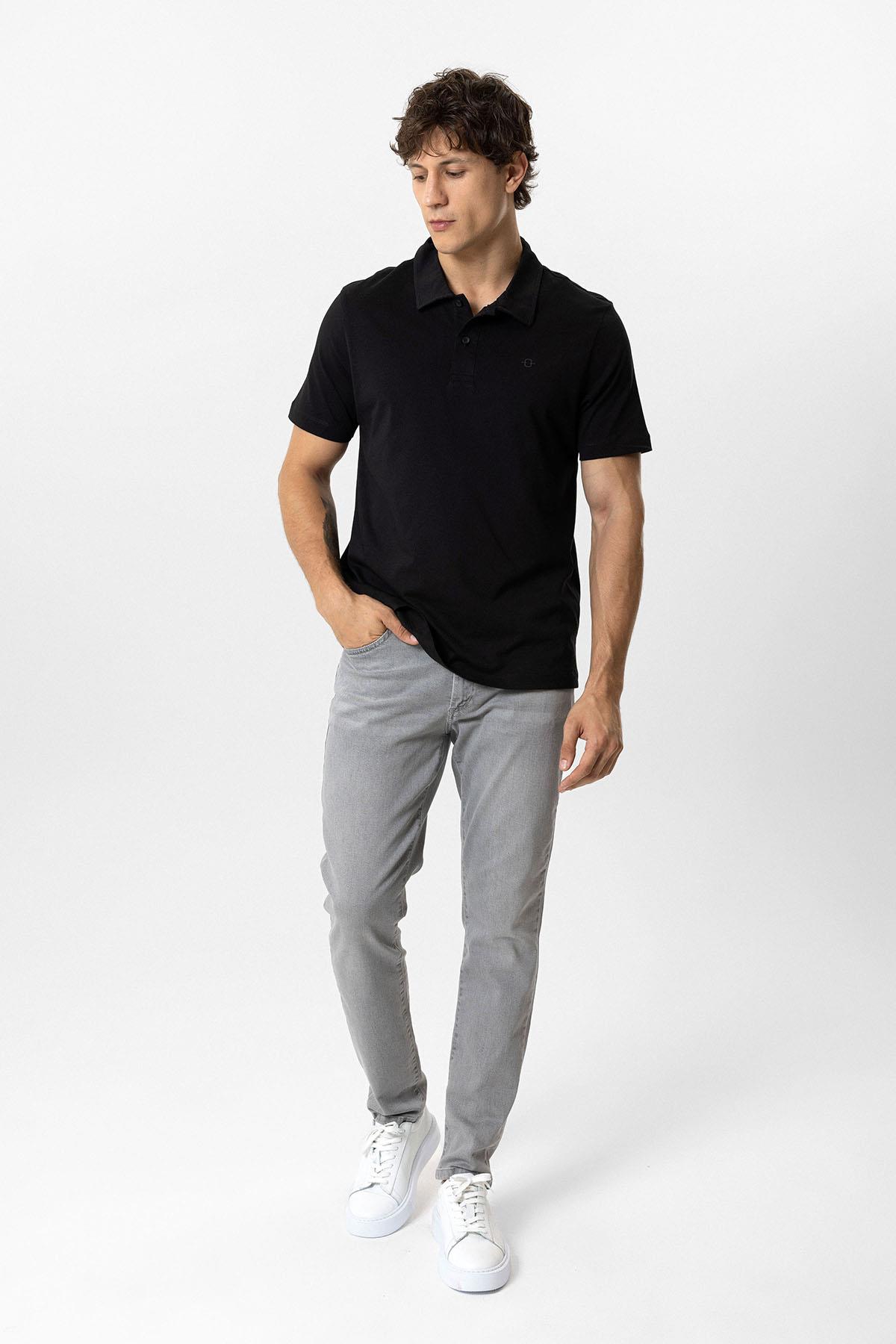 Siyah Regular Fit %100 Pamuk Polo Yaka Tişört