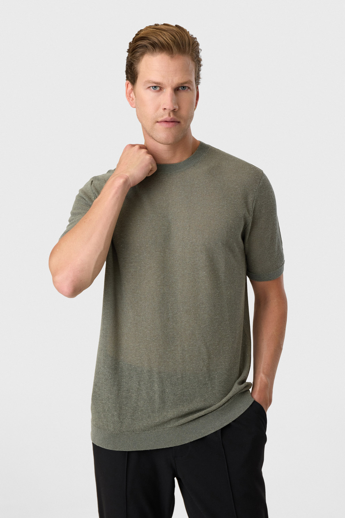 Yeşil Regular Fit Örme Triko