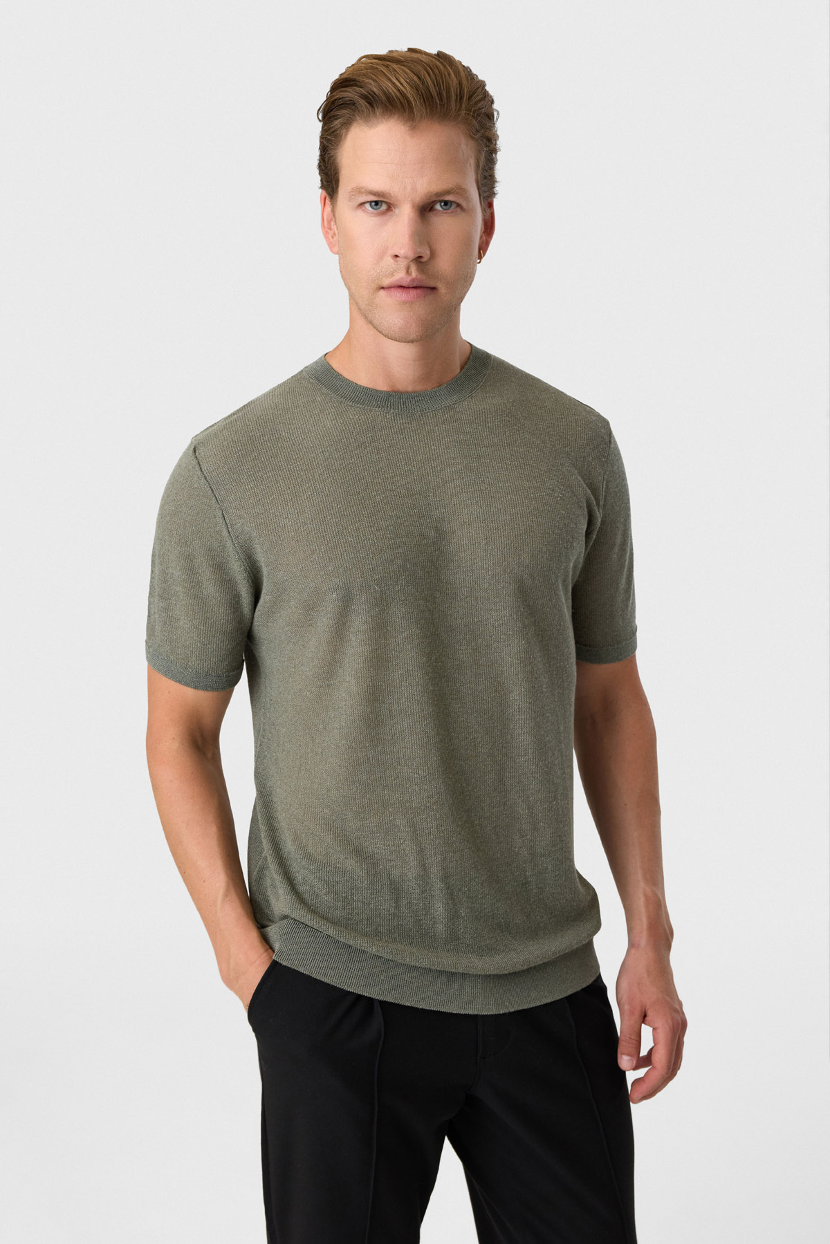 Yeşil Regular Fit Örme Triko